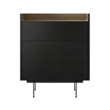 Stockholm STH012 Chest of Drawers: Composition 2 + Ebony Stained Oak + Anodised Aluminum Bronze + Black