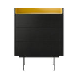 Stockholm STH012 Chest of Drawers: Composition 3 + Ebony Stained Oak + Anodised Aluminum Gold + Black