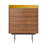Stockholm STH012 Chest of Drawers: Composition 3 + Super-Matt Walnut + Anodised Aluminum Gold + Black
