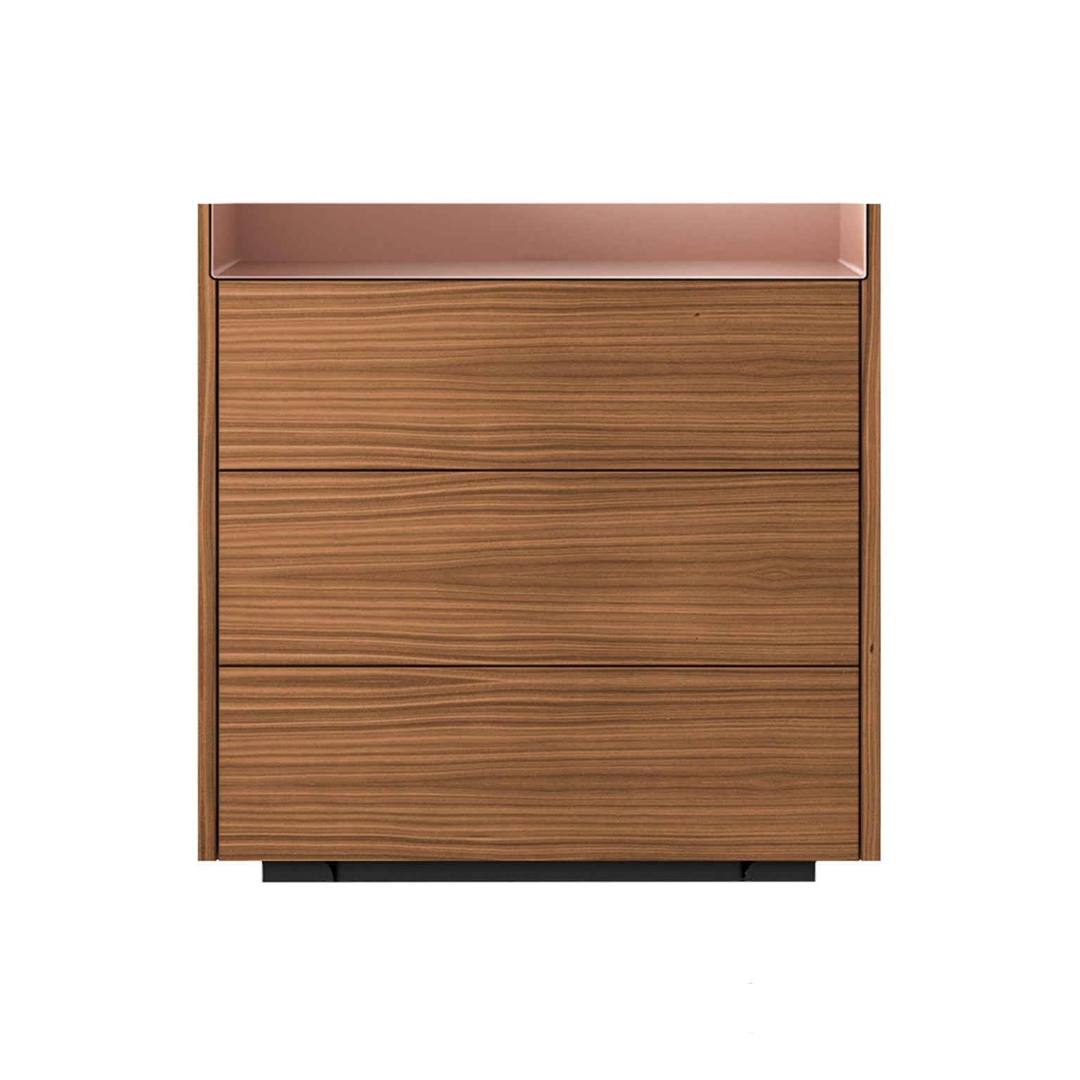 Stockholm STH012 Chest of Drawers: Composition 1 + Super-Matt Walnut + Anodised Aluminum Pale Rose + Black