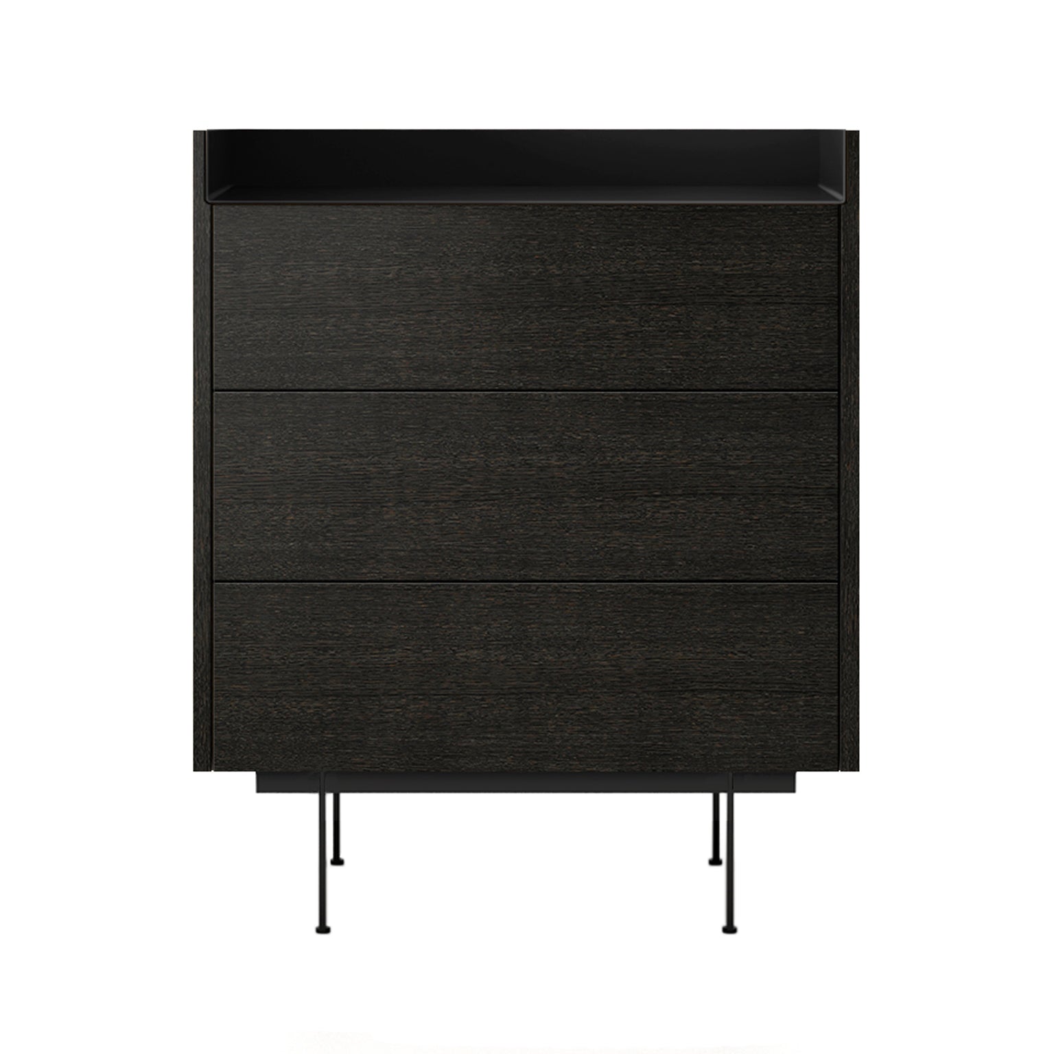 Stockholm STH012 Chest of Drawers: Composition 2 + Dark Grey Stained Oak  + Anodised Aluminum Black + Black