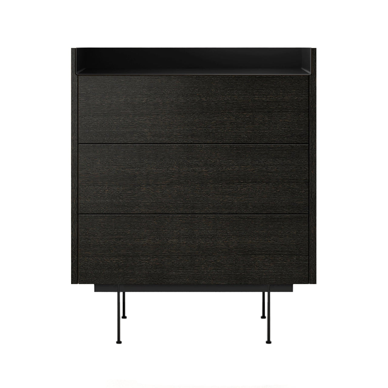 Stockholm STH012 Chest of Drawers: Composition 2 + Dark Grey Stained Oak  + Anodised Aluminum Black + Black