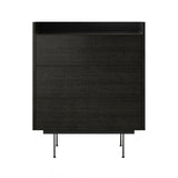 Stockholm STH012 Chest of Drawers: Composition 2 + Dark Grey Stained Oak  + Anodised Aluminum Black + Black
