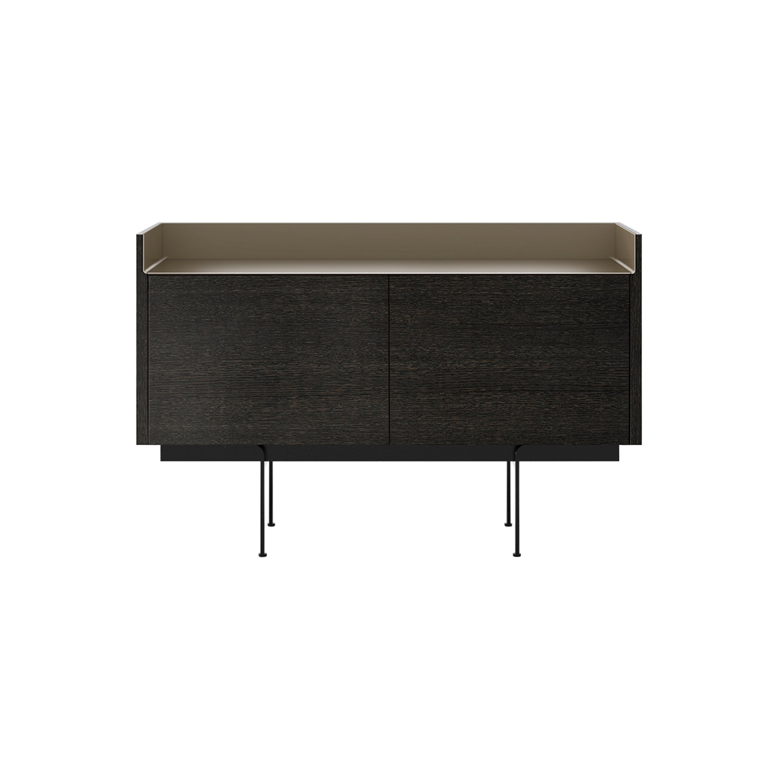 Stockholm STH201 Sideboard: Composition 3 + Dark Grey Stained Oak + Anodized Aluminum Bronze + Black