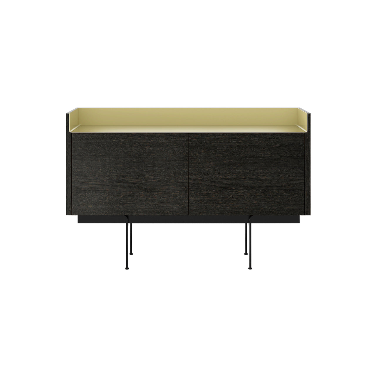 Stockholm STH201 Sideboard: Composition 3 + Dark Grey Stained Oak + Anodized Aluminum Gold + Black