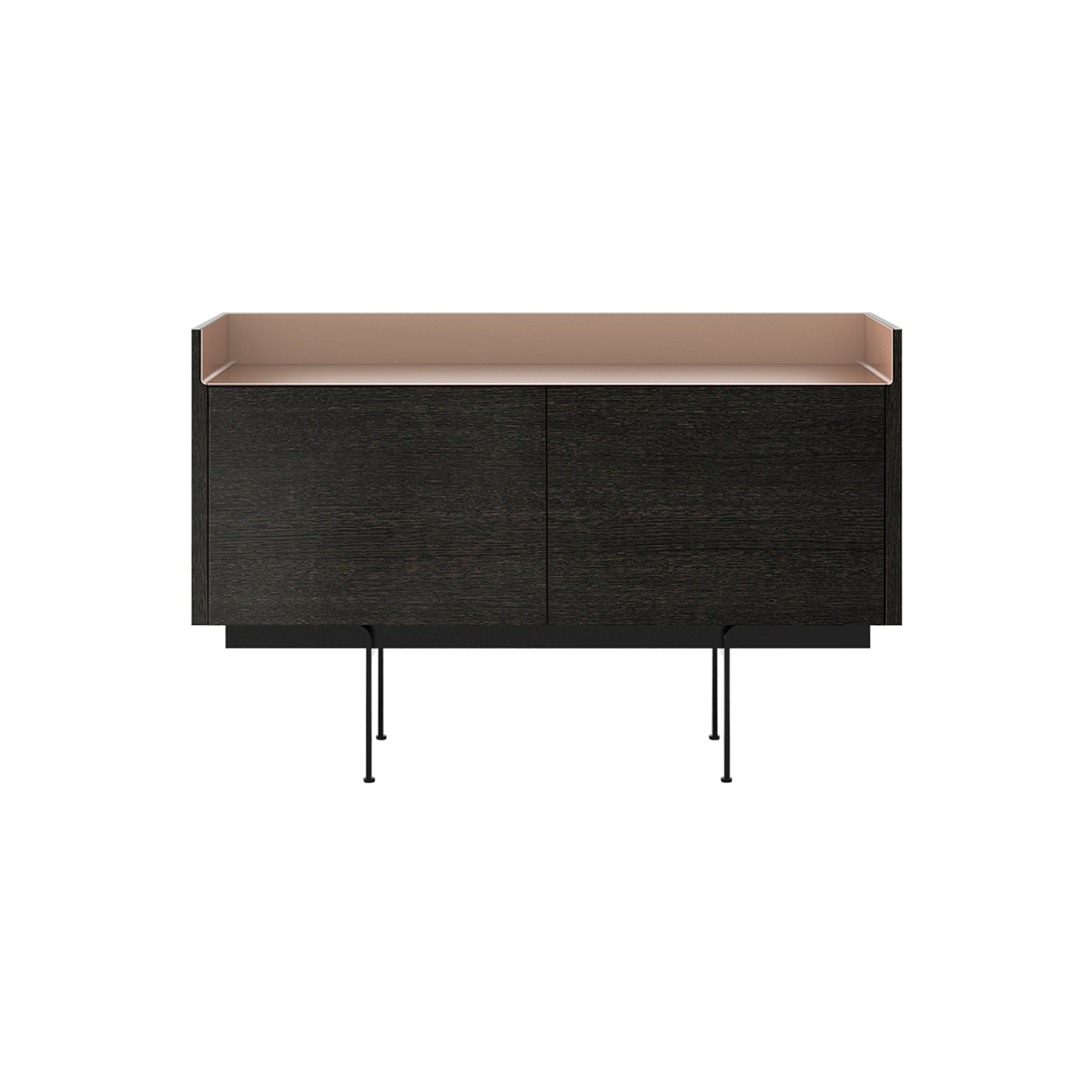 Stockholm Sideboard: STH201 + Dark Grey Stained Oak + Anodized Aluminum Pale Rose + Black