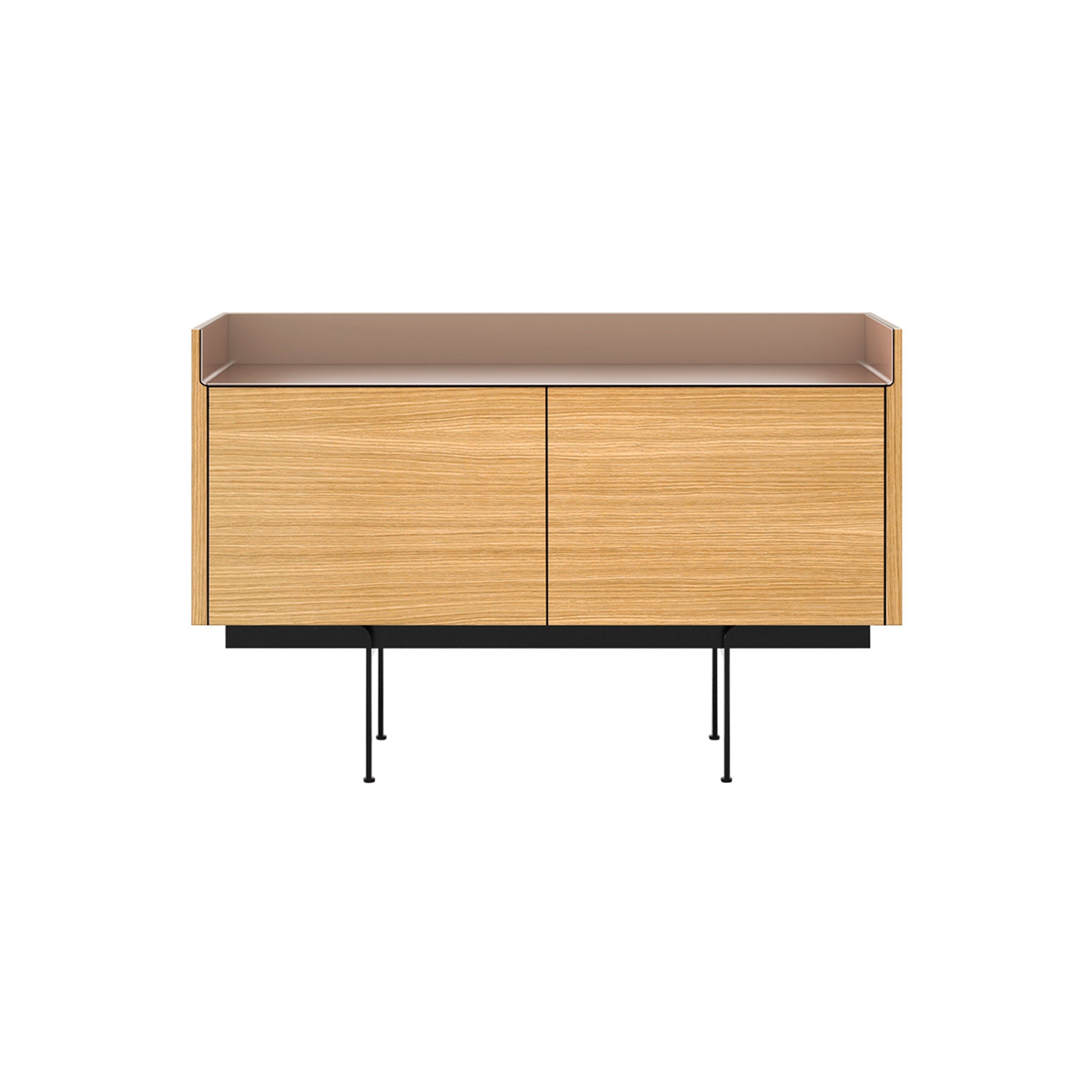 Stockholm Sideboard: STH201 + Super-Matt Oak + Anodized Aluminum Pale Rose + Black