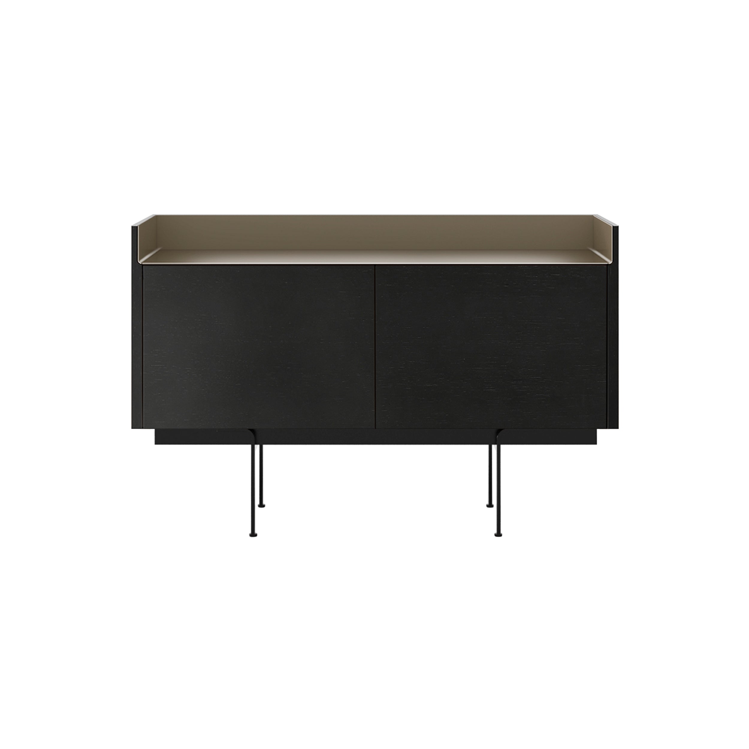 Stockholm Sideboard: STH201 + Ebony Stained Oak + Anodized Aluminum Bronze + Black