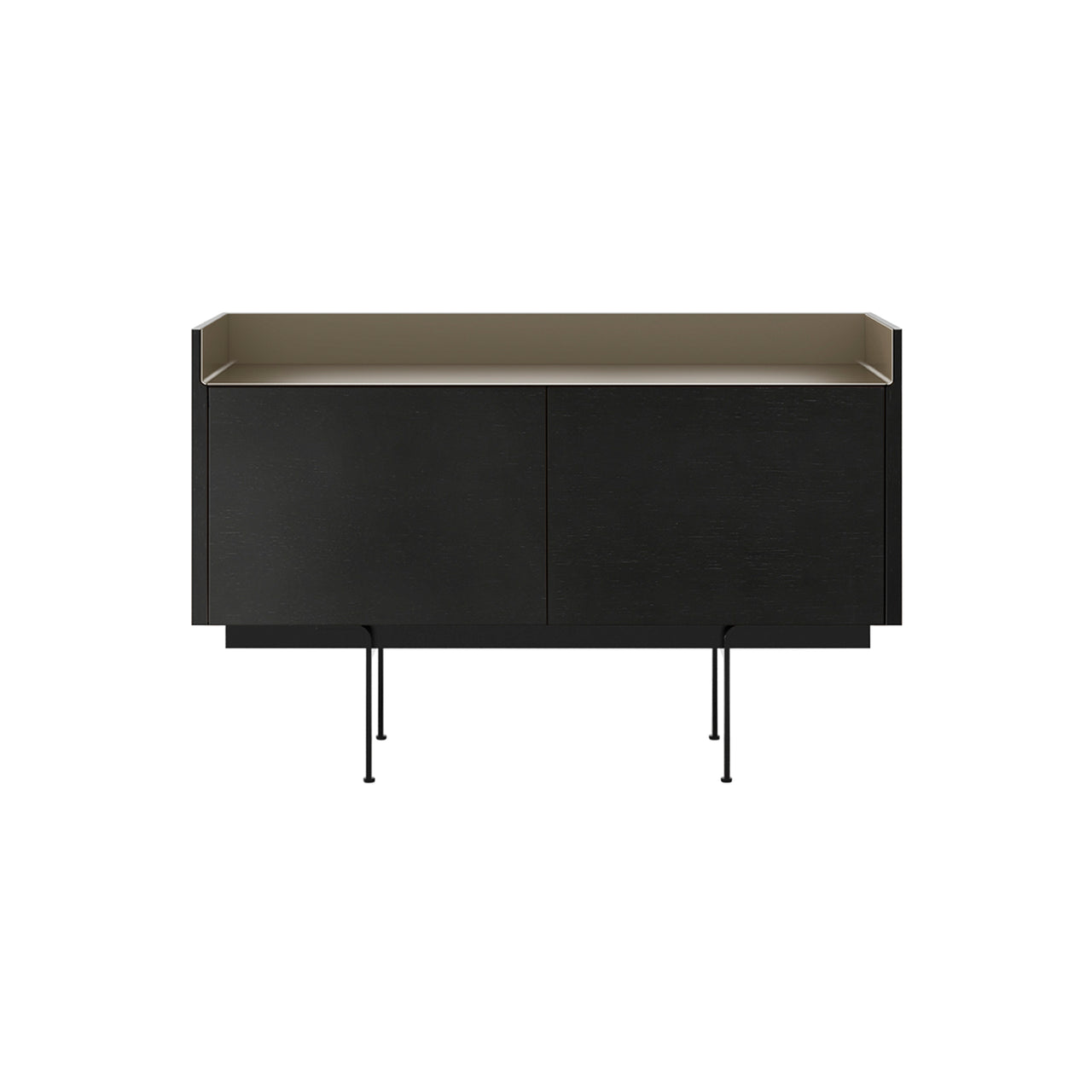 Stockholm STH201 Sideboard: Composition 3 + Ebony Stained Oak + Anodized Aluminum Bronze + Black