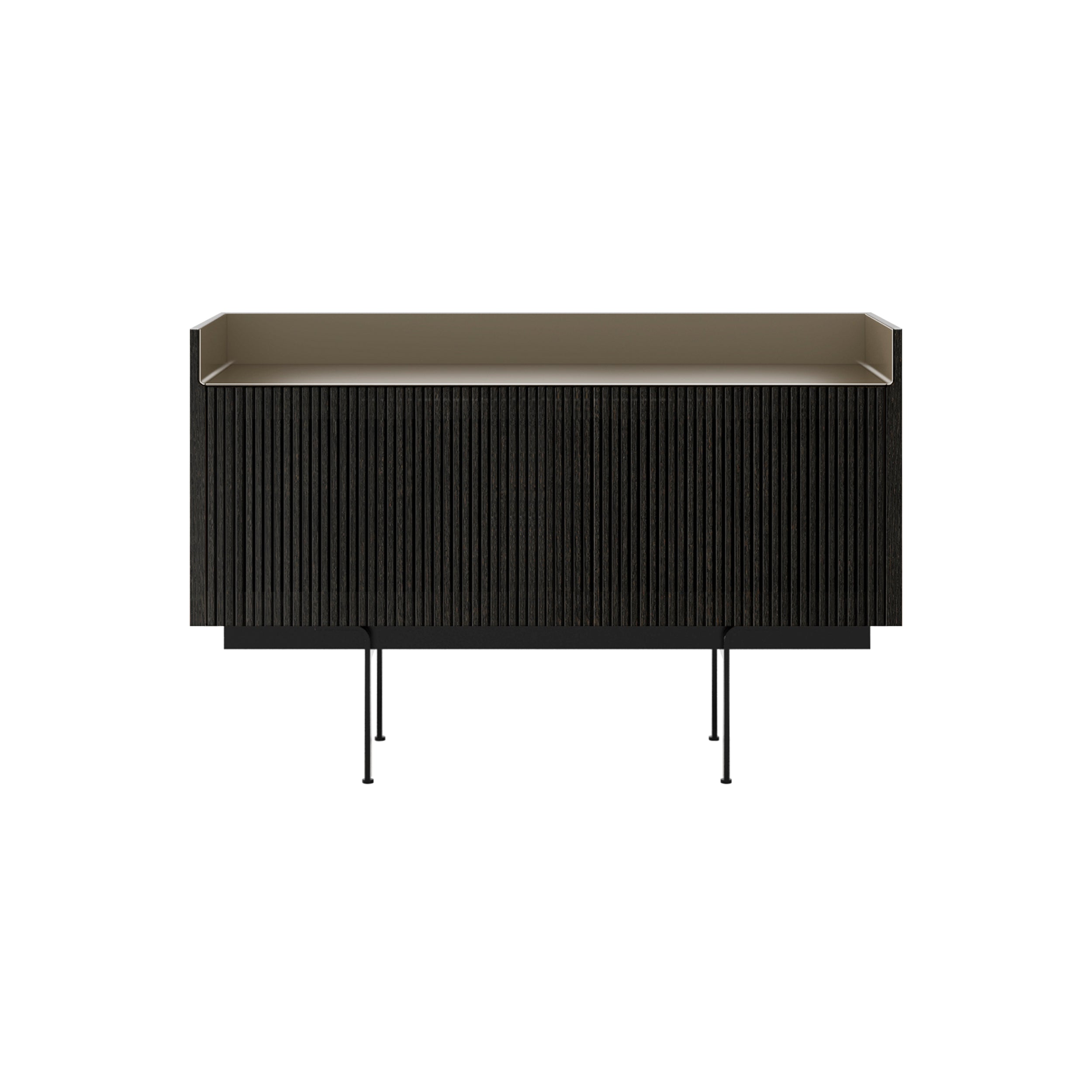 Stockholm STH203 Technic Sideboard: Composition 3
+ Dark Grey Stained Oak + Anodized Aluminum Bronze + Black