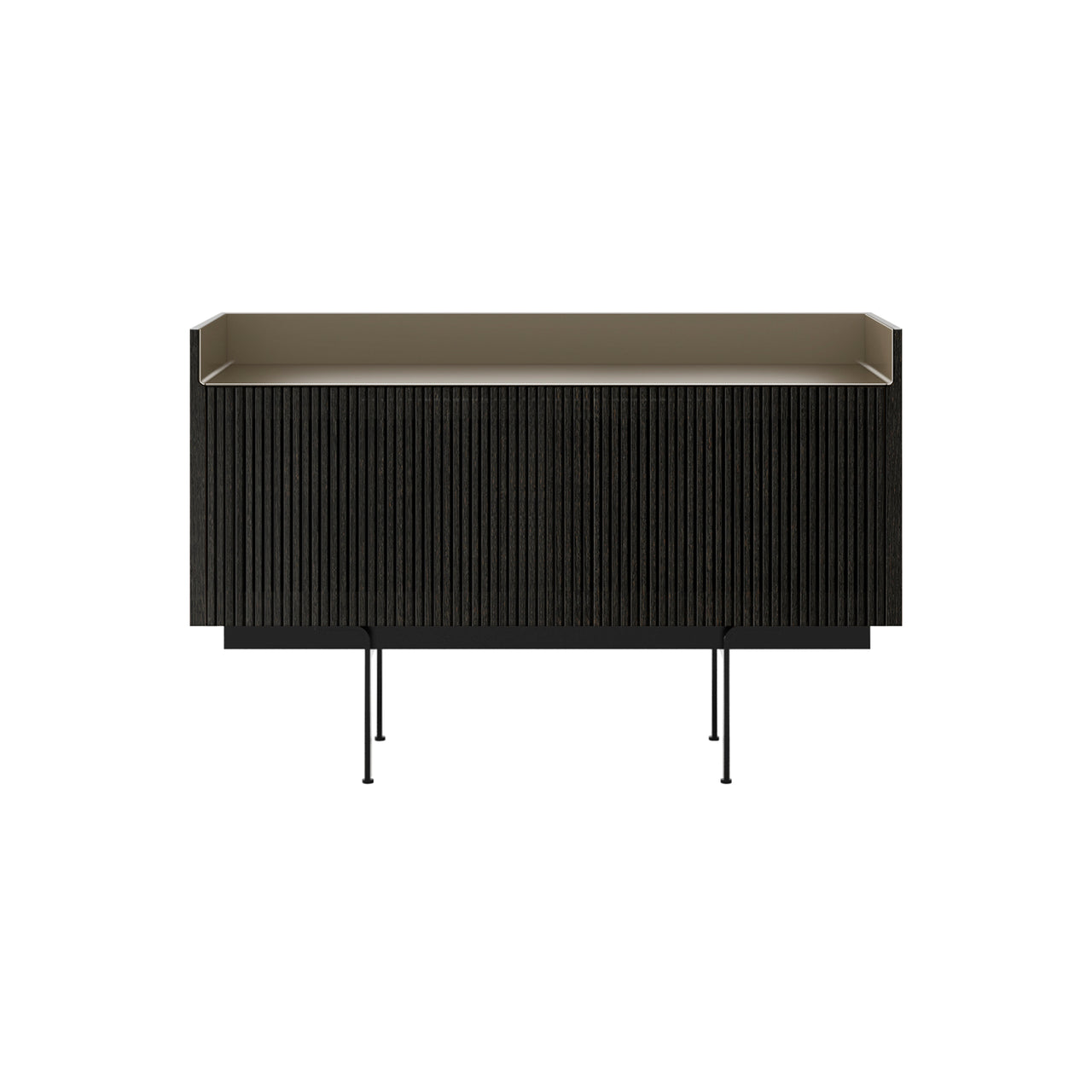 Stockholm STH203 Technic Sideboard: Composition 3 + Dark Grey Stained Oak + Anodized Aluminum Bronze + Black