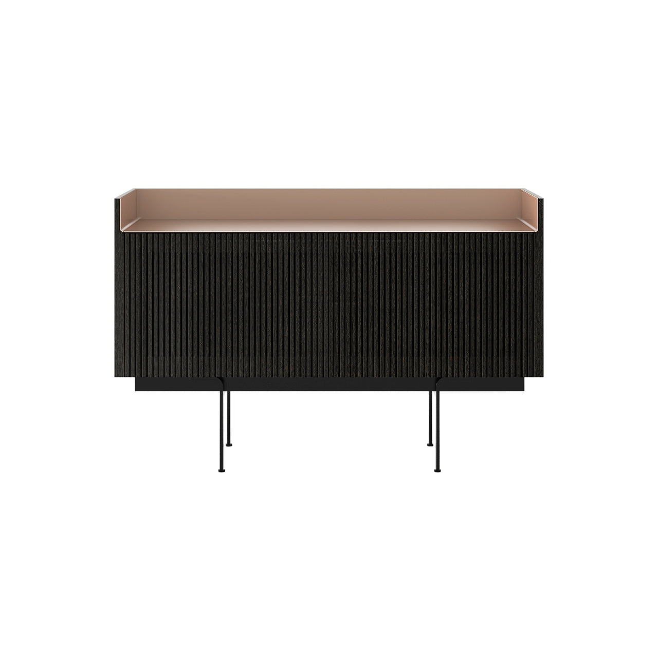 Stockholm STH203 Technic Sideboard: Composition 3
+ Dark Grey Stained Oak + Anodized Aluminum Pale Rose + Black