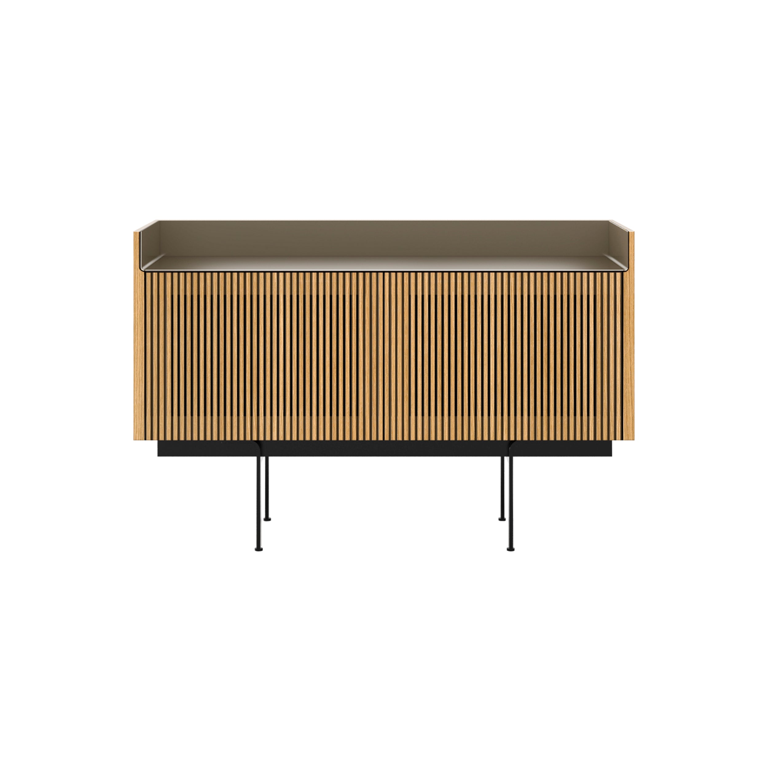 Stockholm STH203 Technic Sideboard: Composition 3 + Super-Matt Oak + Anodized Aluminum Bronze + Black