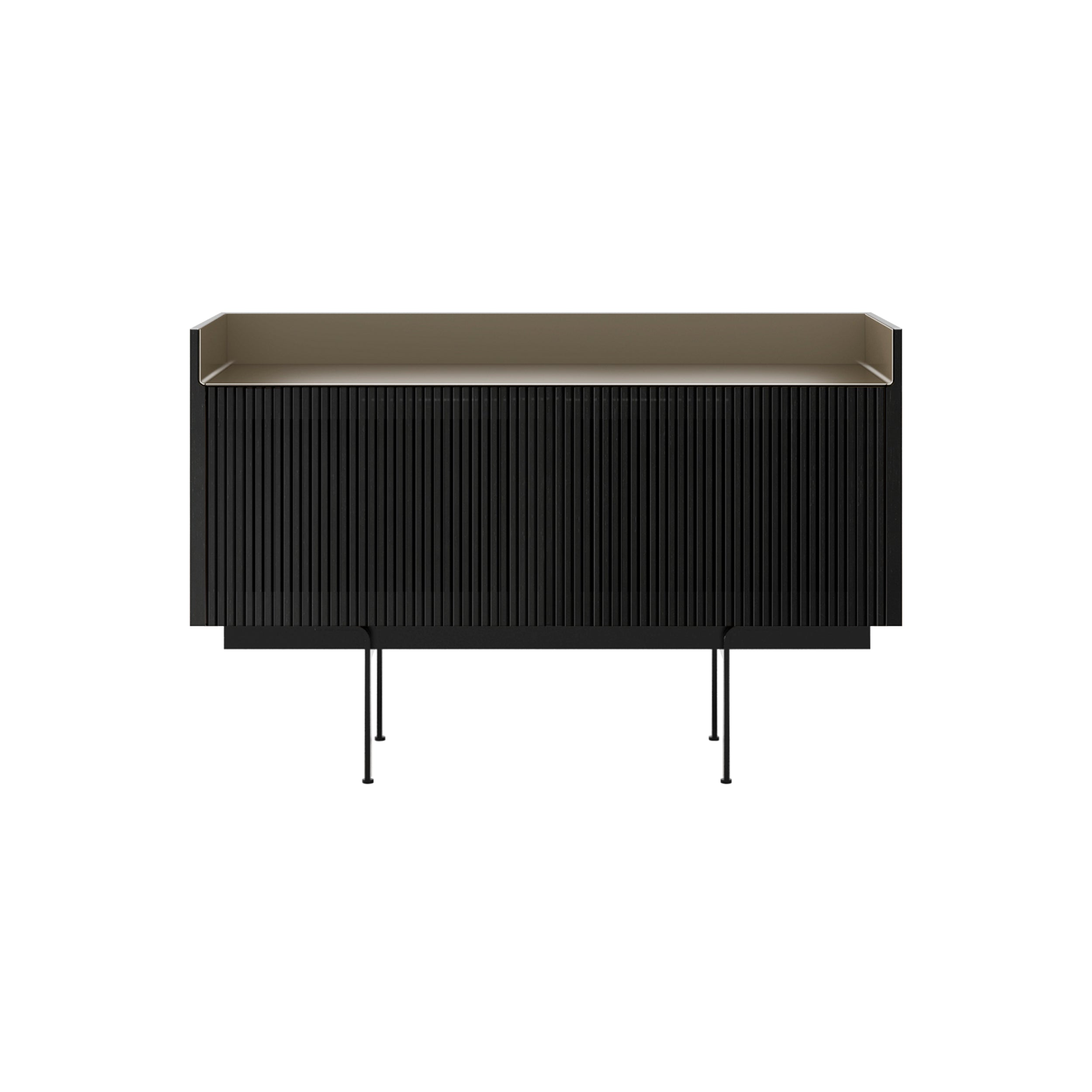 Stockholm STH203 Technic Sideboard: Composition 3 + Ebony Stained Oak + Anodized Aluminum Bronze + Black