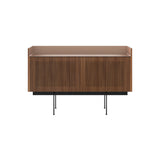 Stockholm STH203 Technic Sideboard: Composition 3 + Walnut Stained Walnut + Anodized Aluminum Pale Rose + Black