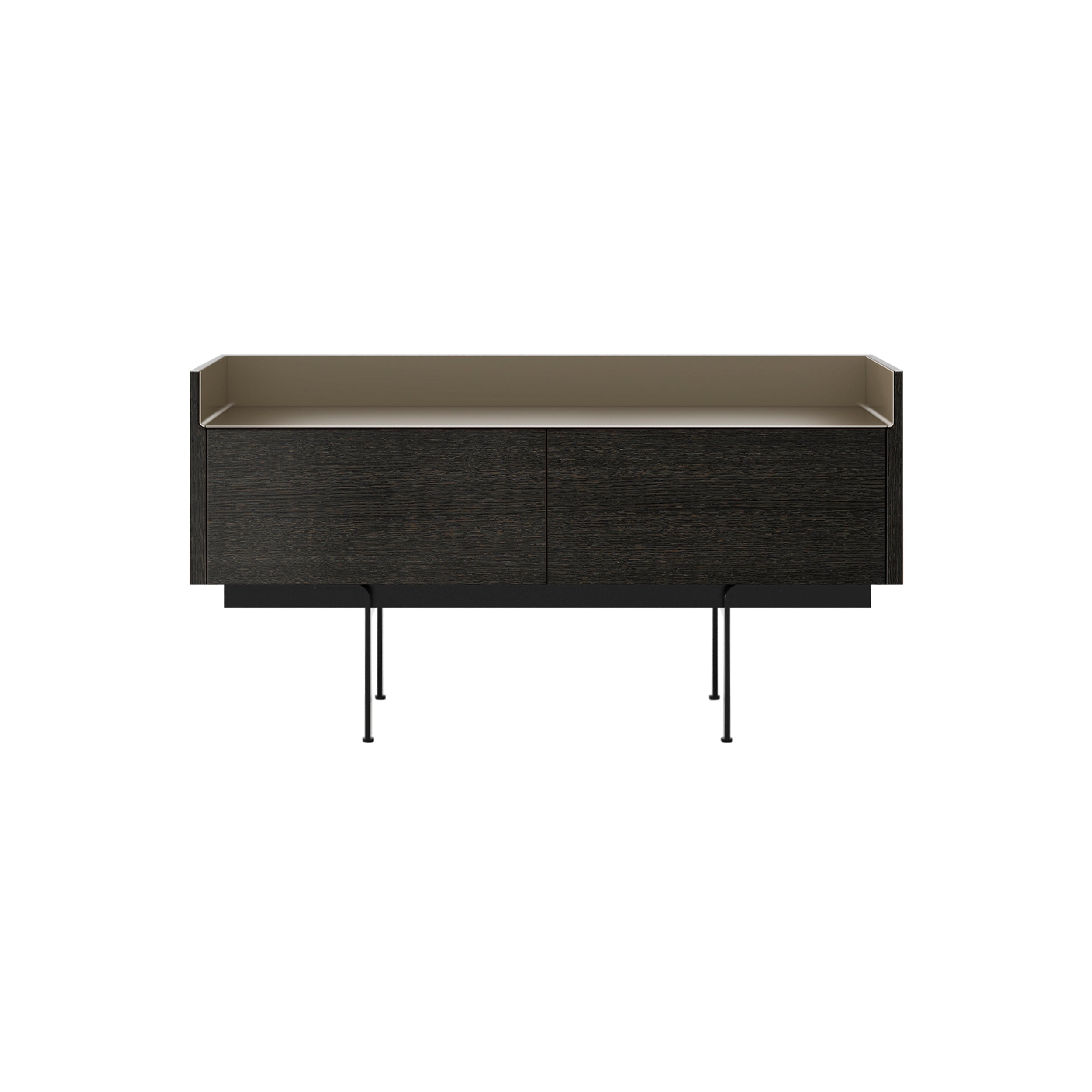 Stockholm Slim Sideboard: STH251 + Dark Grey Stained Oak + Anodized Aluminum Bronze + Black