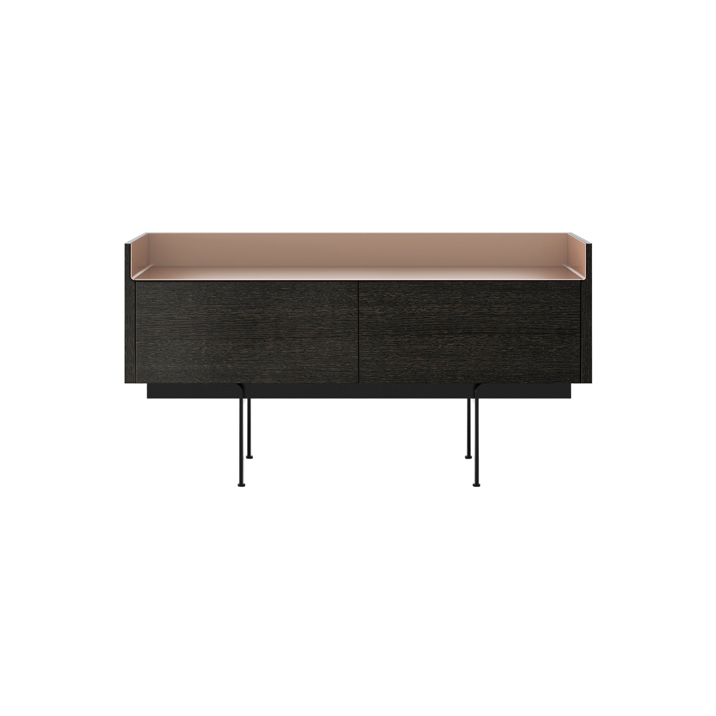 Stockholm Slim Sideboard: STH251 + Dark Grey Stained Oak + Anodized Aluminum Pale Rose + Black