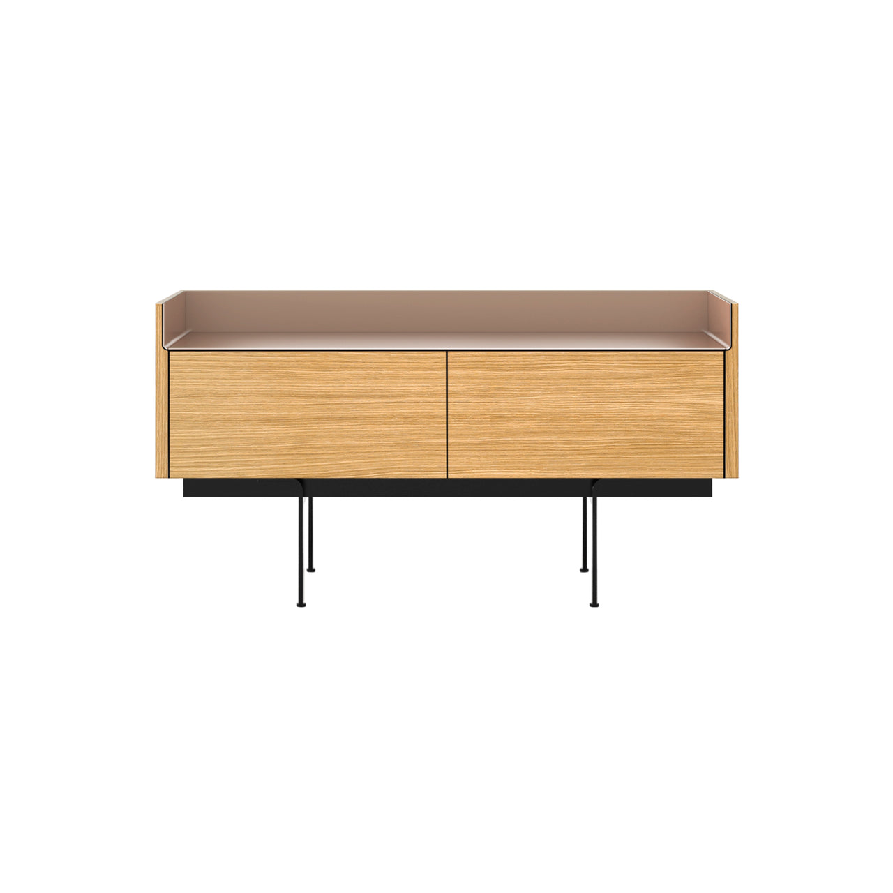 Stockholm Slim Sideboard: STH251 + Super-Matt Oak + Anodized Aluminum Pale Rose + Black