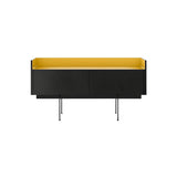 Stockholm STH251 Slim Sideboard: Composition 3 + Ebony Stained Oak + Anodized Aluminum Gold + Black