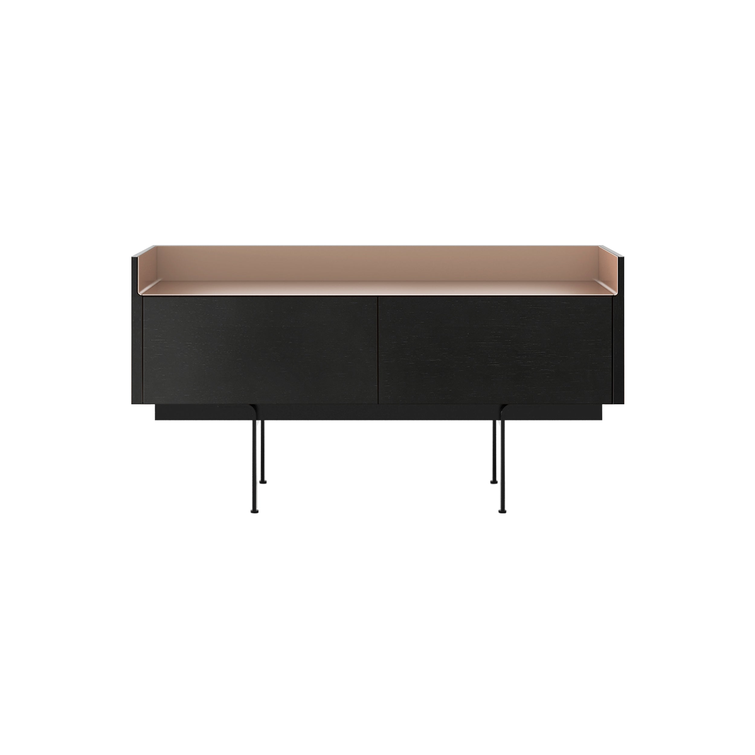 Stockholm STH251 Slim Sideboard: Composition 3 + Ebony Stained Oak + Anodized Aluminum Pale Rose + Black