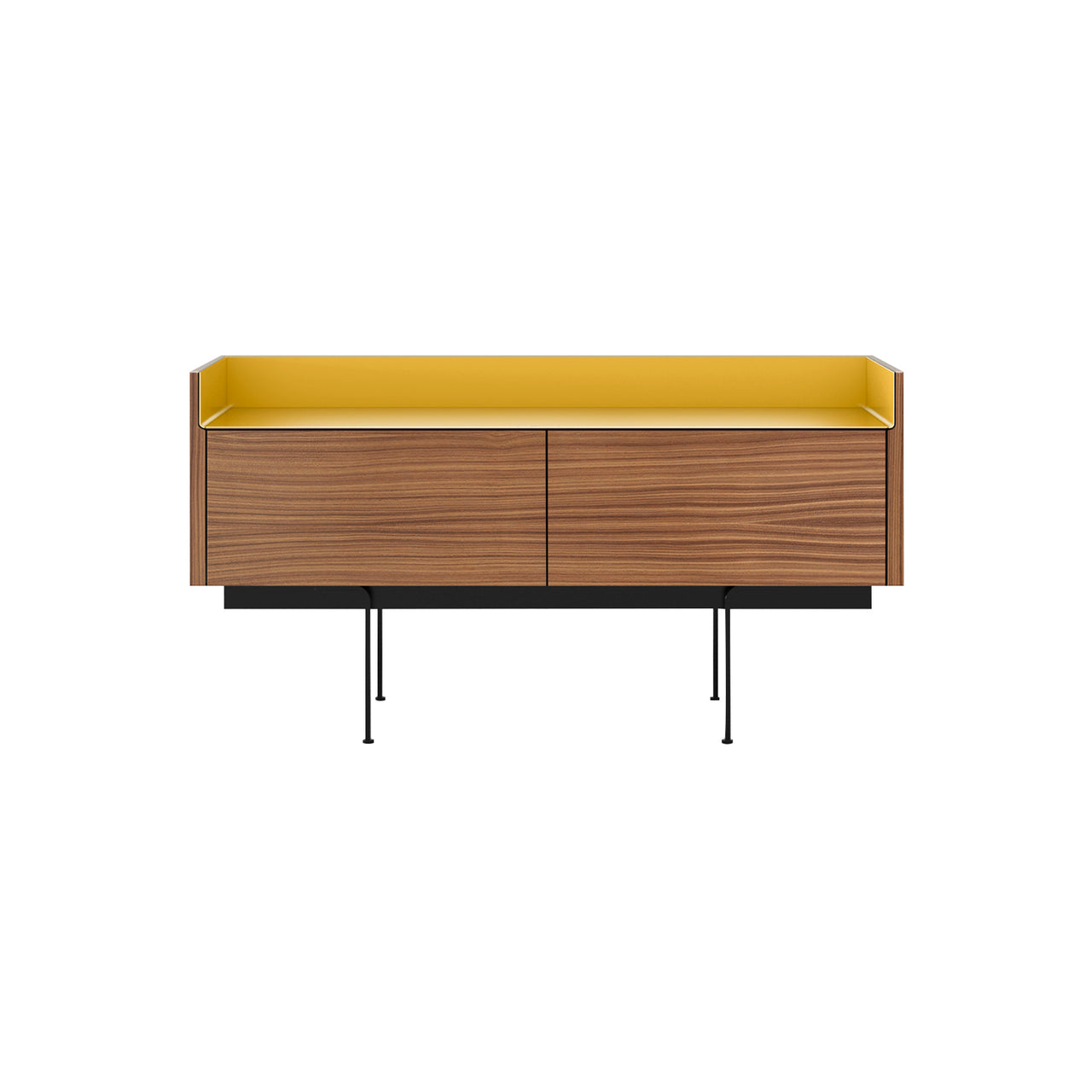 Stockholm STH251 Slim Sideboard: Composition 3 + Super-Matt Walnut + Anodized Aluminum Gold + Black