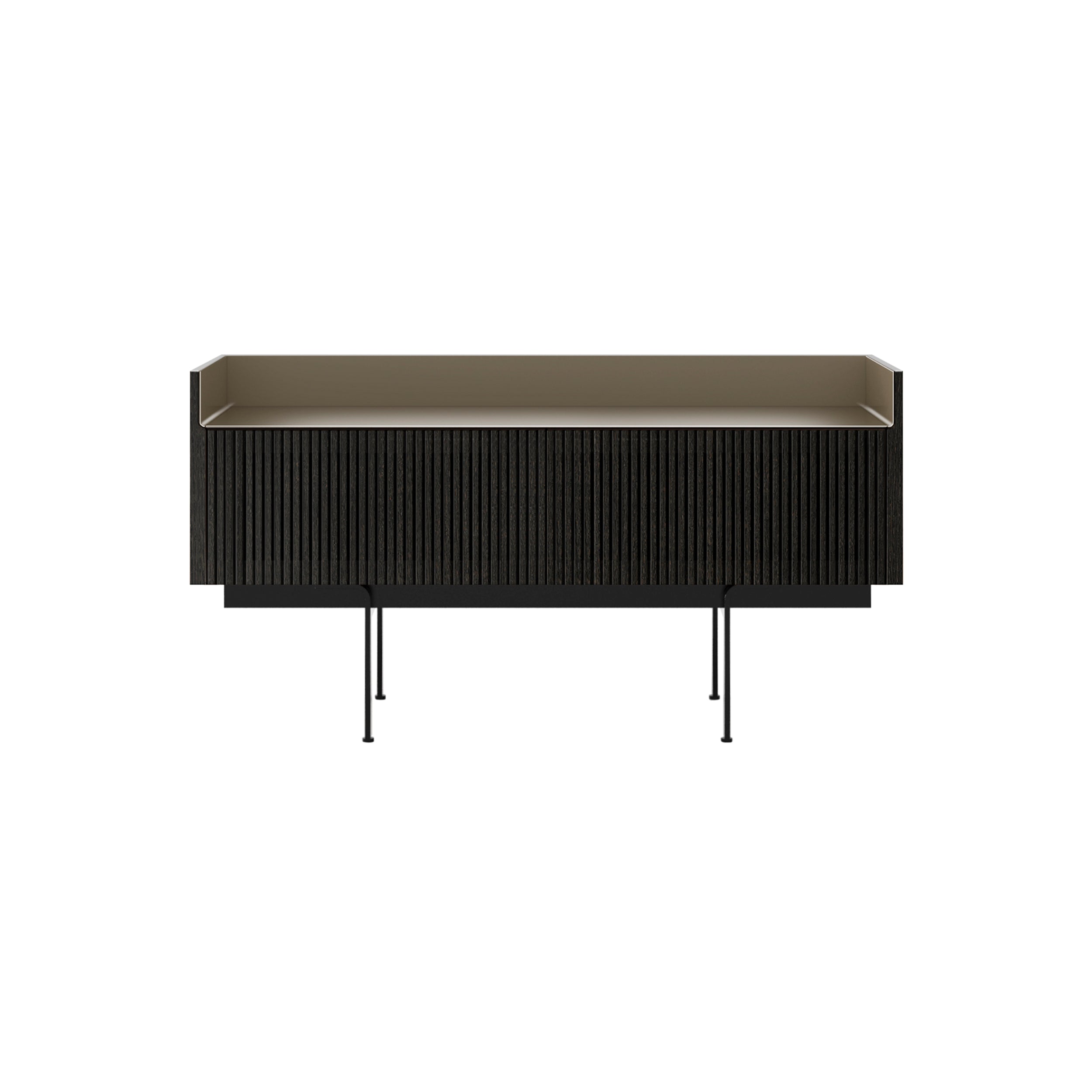 Stockholm Slim Sideboard: STH253 + Dark Grey Stained Oak + Anodized Aluminum Bronze + Black