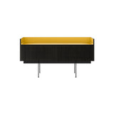 Stockholm STH253 Slim Sideboard: Composition 3 + Dark Grey Stained Oak + Anodized Aluminum Gold + Black