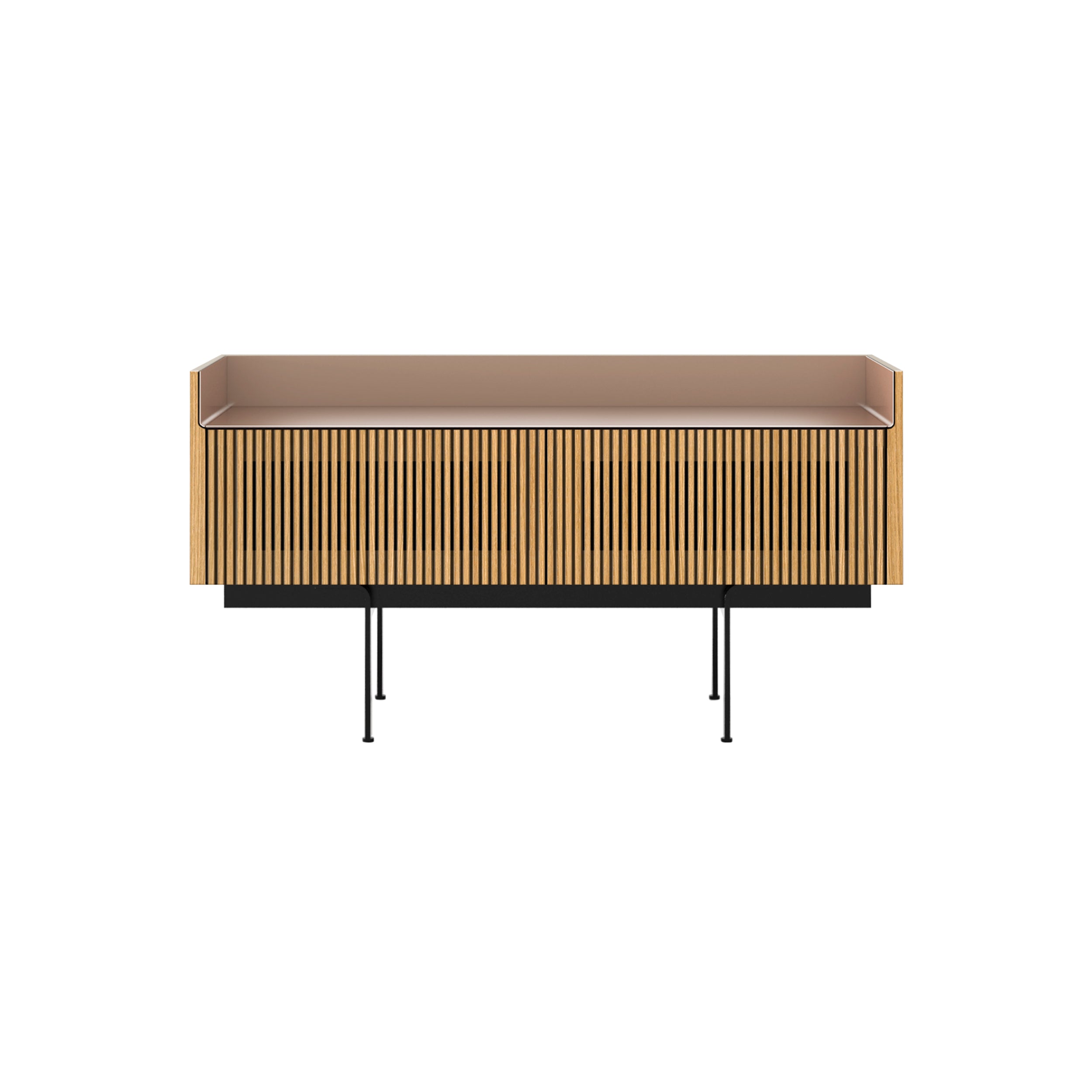 Stockholm Slim Sideboard: STH253 + Super-Matt Oak + Anodized Aluminum Pale Rose + Black