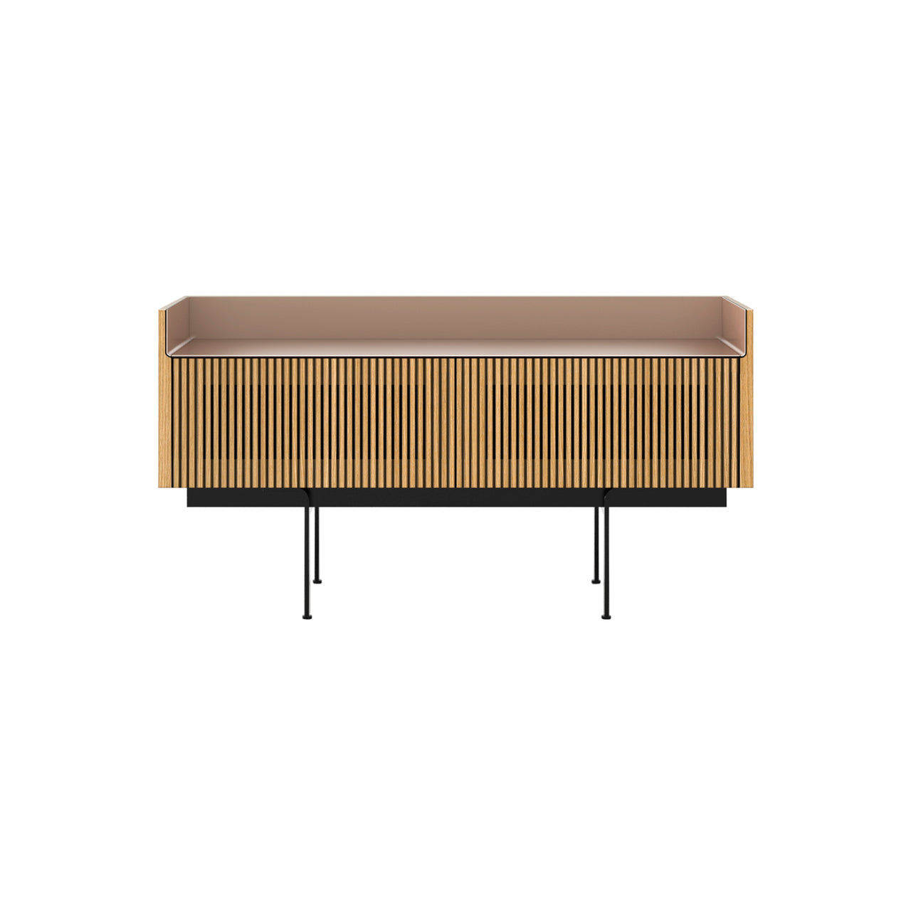 Stockholm Slim Sideboard: STH253 + Super-Matt Oak + Anodized Aluminum Pale Rose + Black