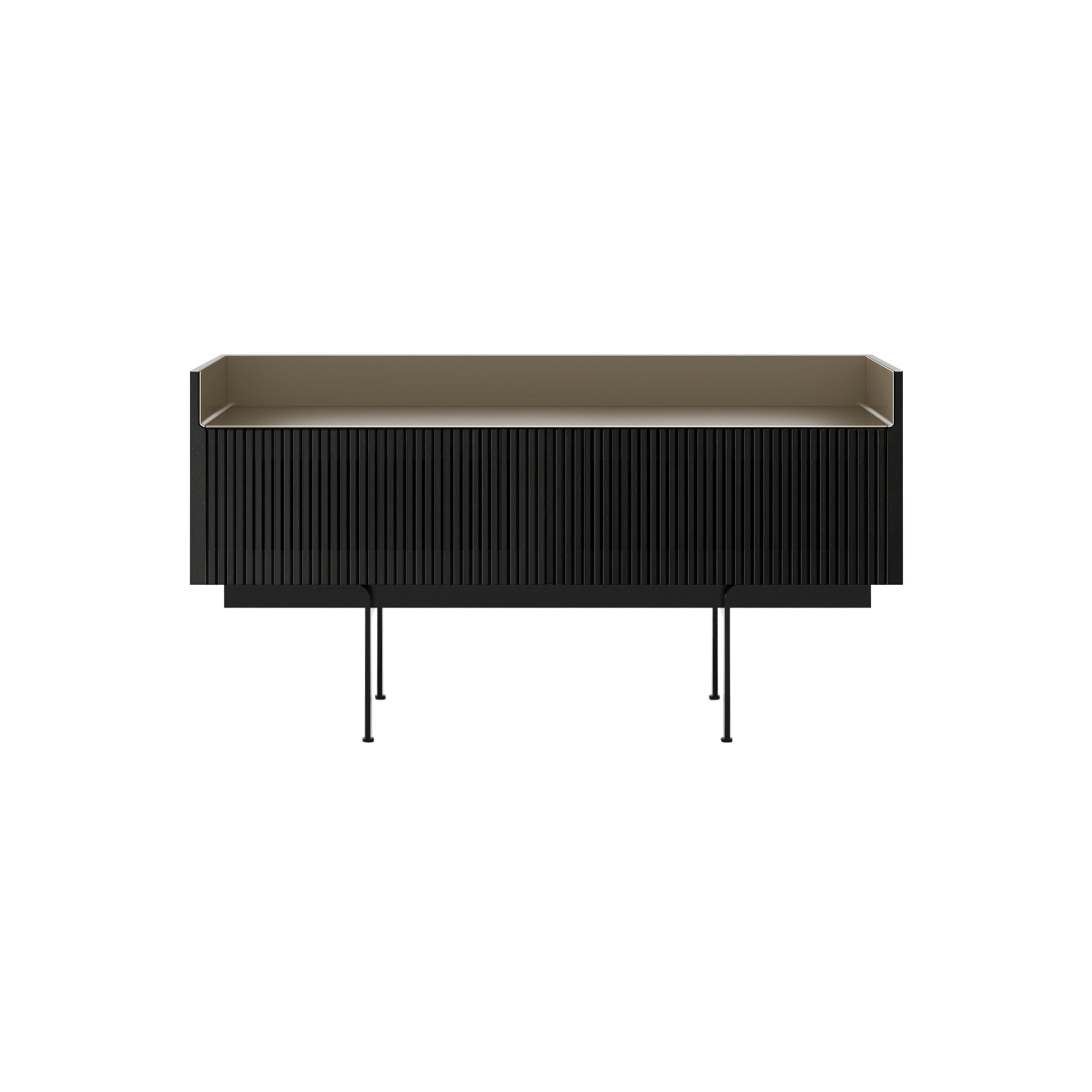 Stockholm Slim Sideboard: STH253 + Ebony Stained Oak + Anodized Aluminum Bronze + Black