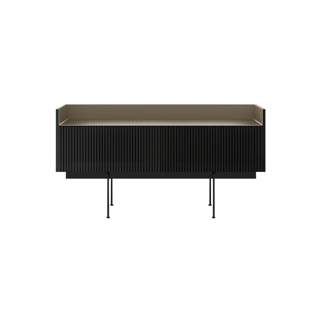 Stockholm STH253 Slim Sideboard: Composition 3 + Ebony Stained Oak + Anodized Aluminum Bronze + Black