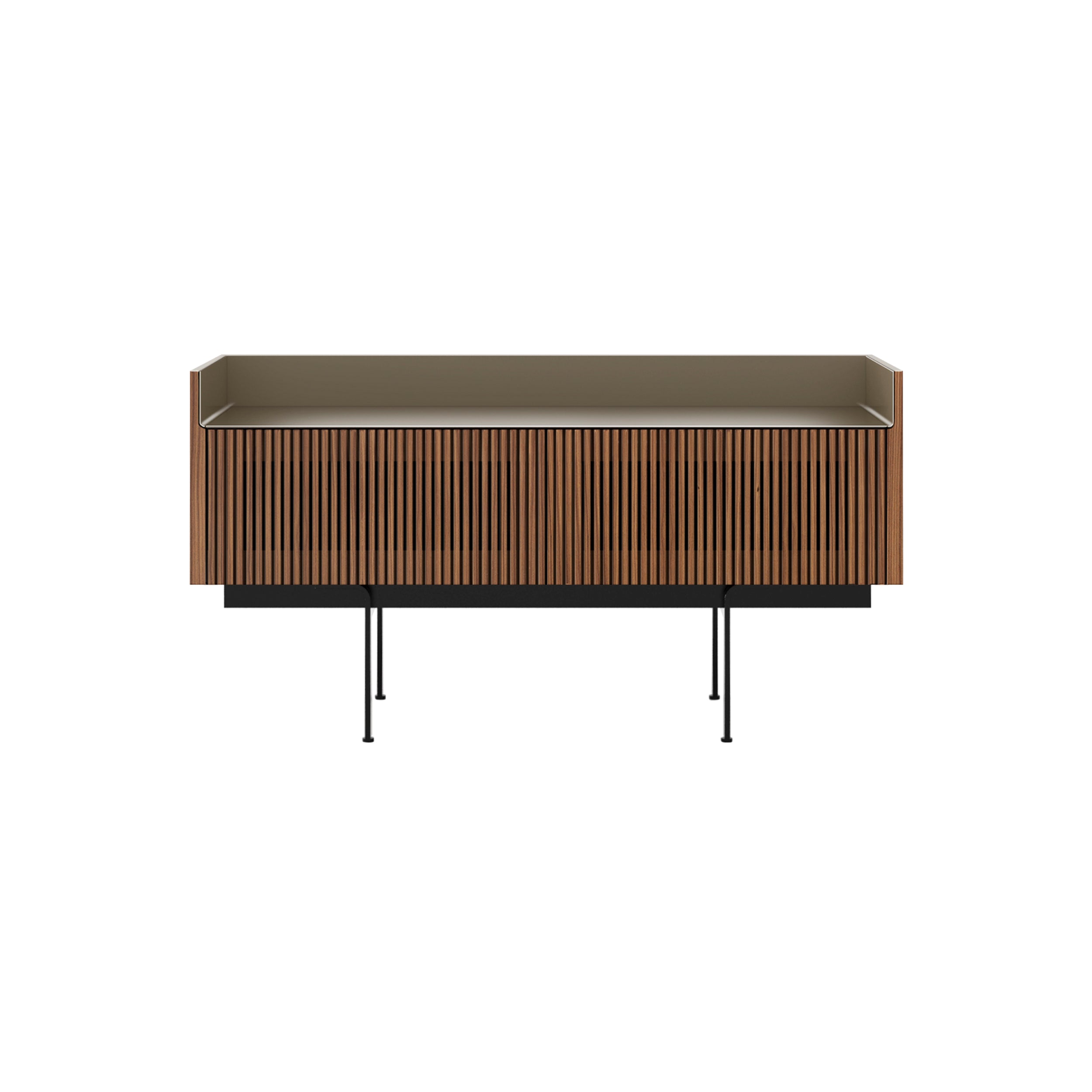 Stockholm Slim Sideboard: STH253 + Walnut Stained Walnut + Anodized Aluminum Bronze + Black