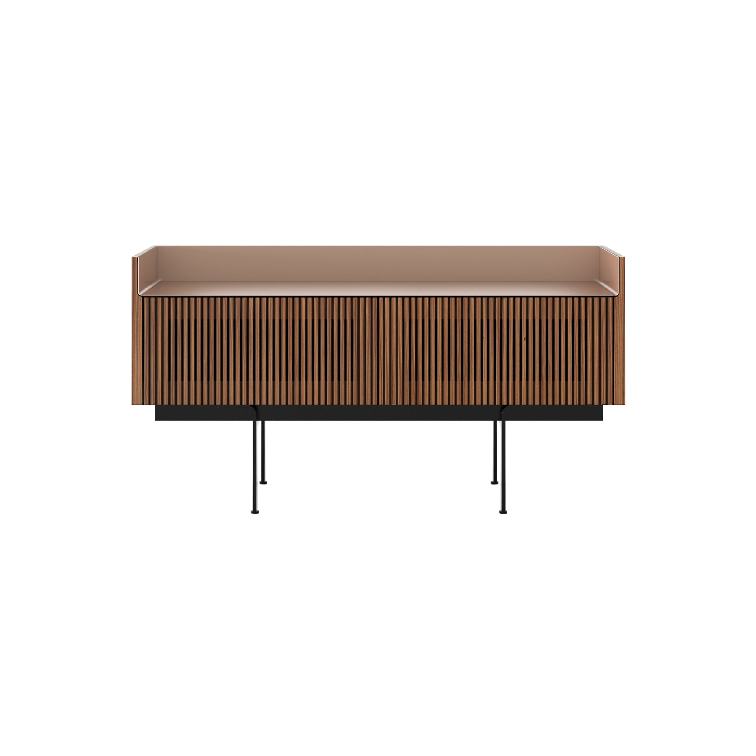 Stockholm Slim Sideboard: STH253 + Walnut Stained Walnut + Anodized Aluminum Pale Rose + Black