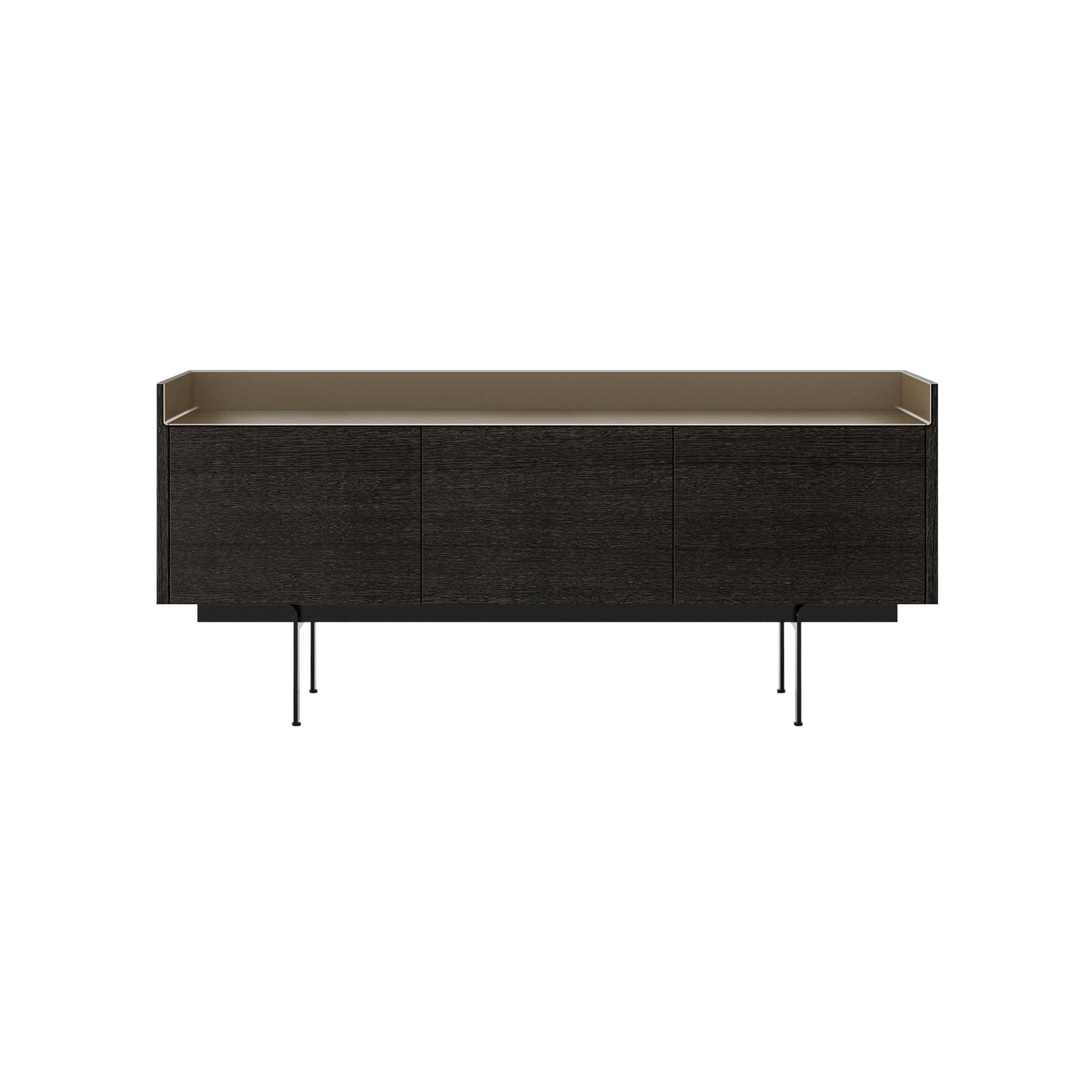 Stockholm STH301 Sideboard: Composition 3 + Dark Grey Stained Oak + Anodized Aluminum Bronze + Black