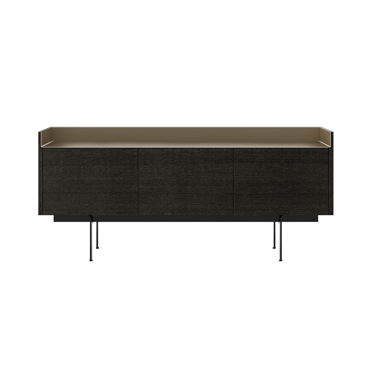 Stockholm STH301 Sideboard: Composition 3 + Dark Grey Stained Oak + Anodized Aluminum Bronze + Black