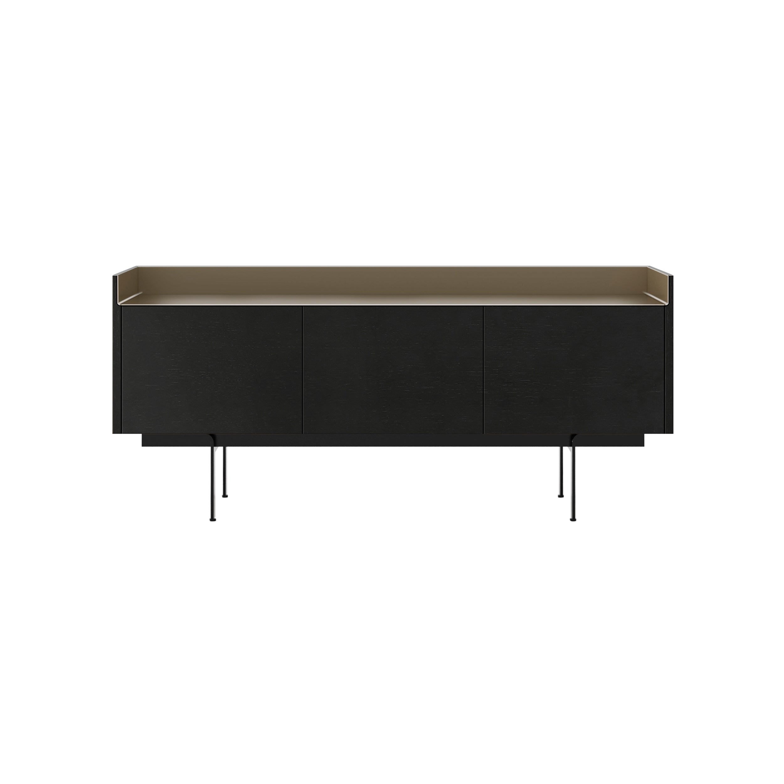 Stockholm STH301 Sideboard: Composition 3 + Ebony Stained Oak + Anodized Aluminum Bronze + Black