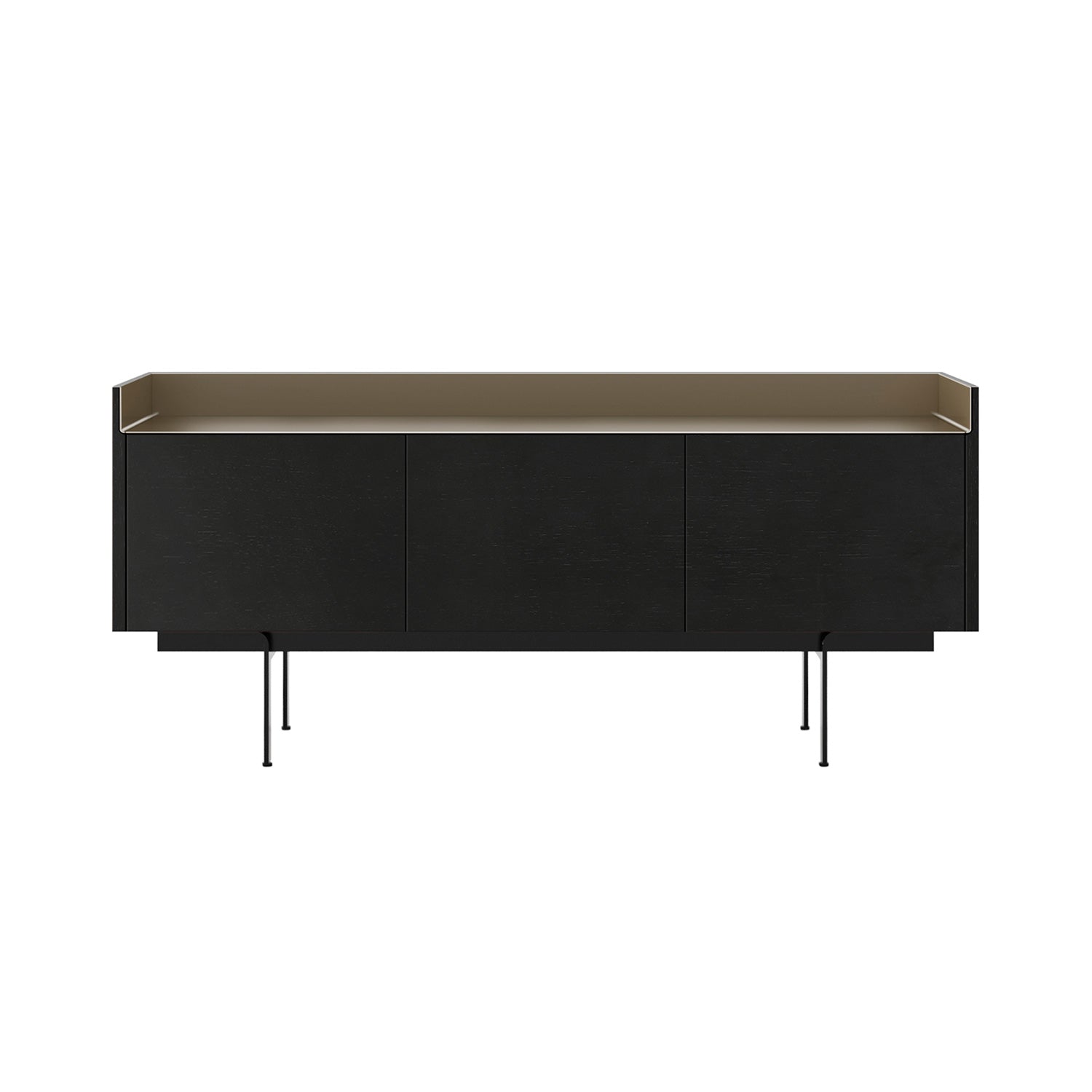 Stockholm STH301 Sideboard: Composition 3 + Ebony Stained Oak + Anodized Aluminum Bronze + Black