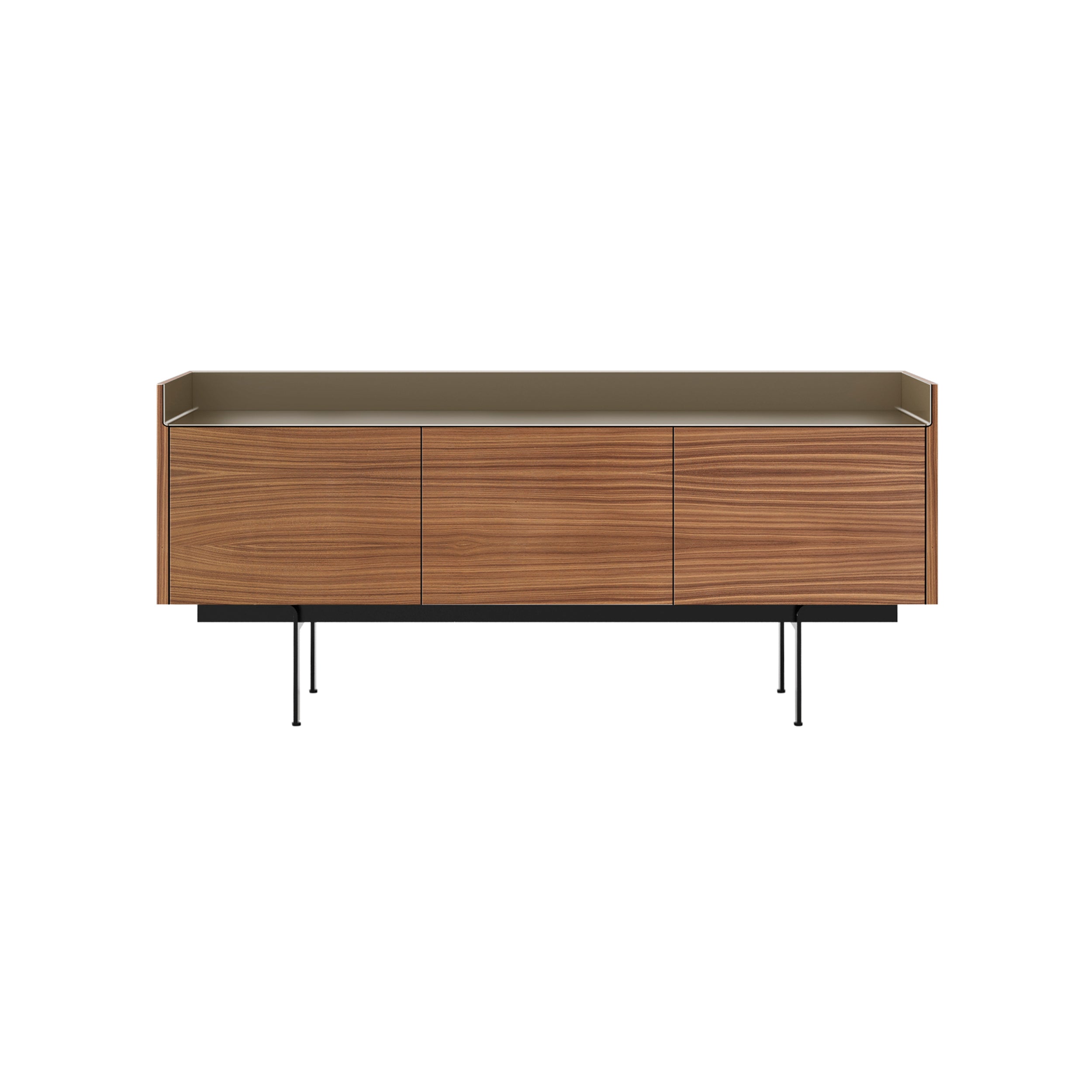 Stockholm STH301 Sideboard: Composition 3 + Walnut Stained Walnut + Anodized Aluminum Bronze + Black