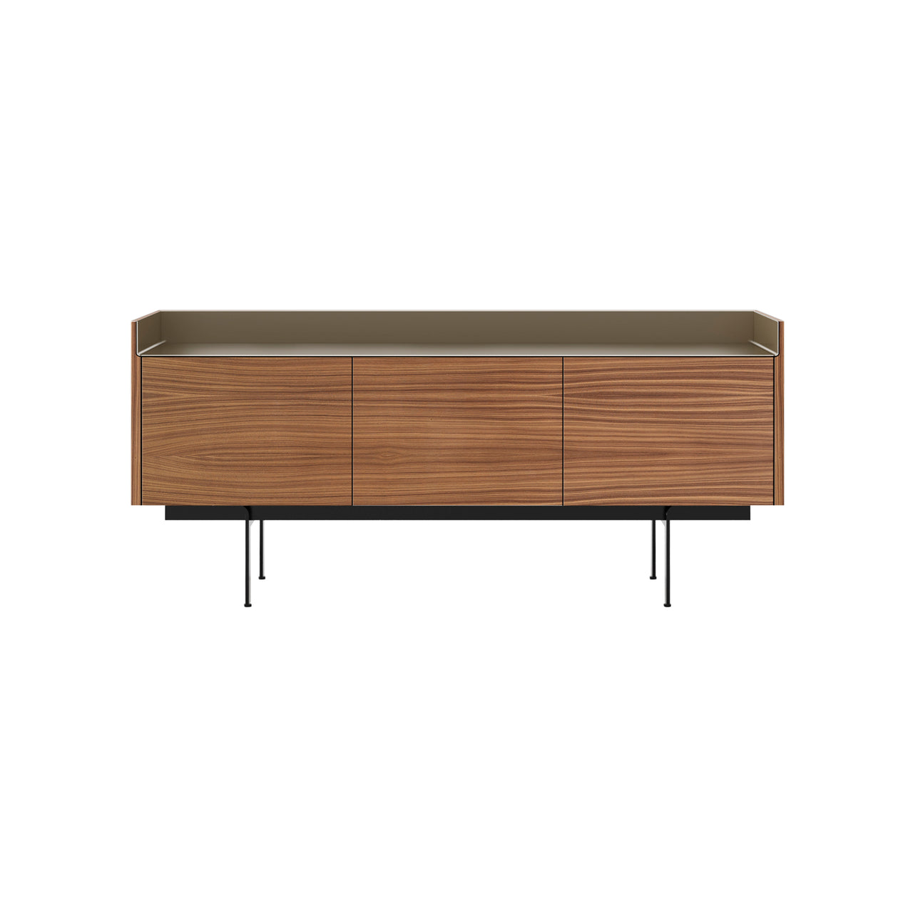 Stockholm STH301 Sideboard: Composition 3 + Walnut Stained Walnut + Anodized Aluminum Bronze + Black