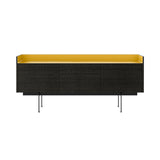 Stockholm STH302 Sideboard: Composition 3 + Dark Stained Walnut + Anodized Aluminum Gold + Black