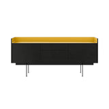 Stockholm STH302 Sideboard: Composition 3 + Ebony Stained Oak + Anodized Aluminum Gold + Black