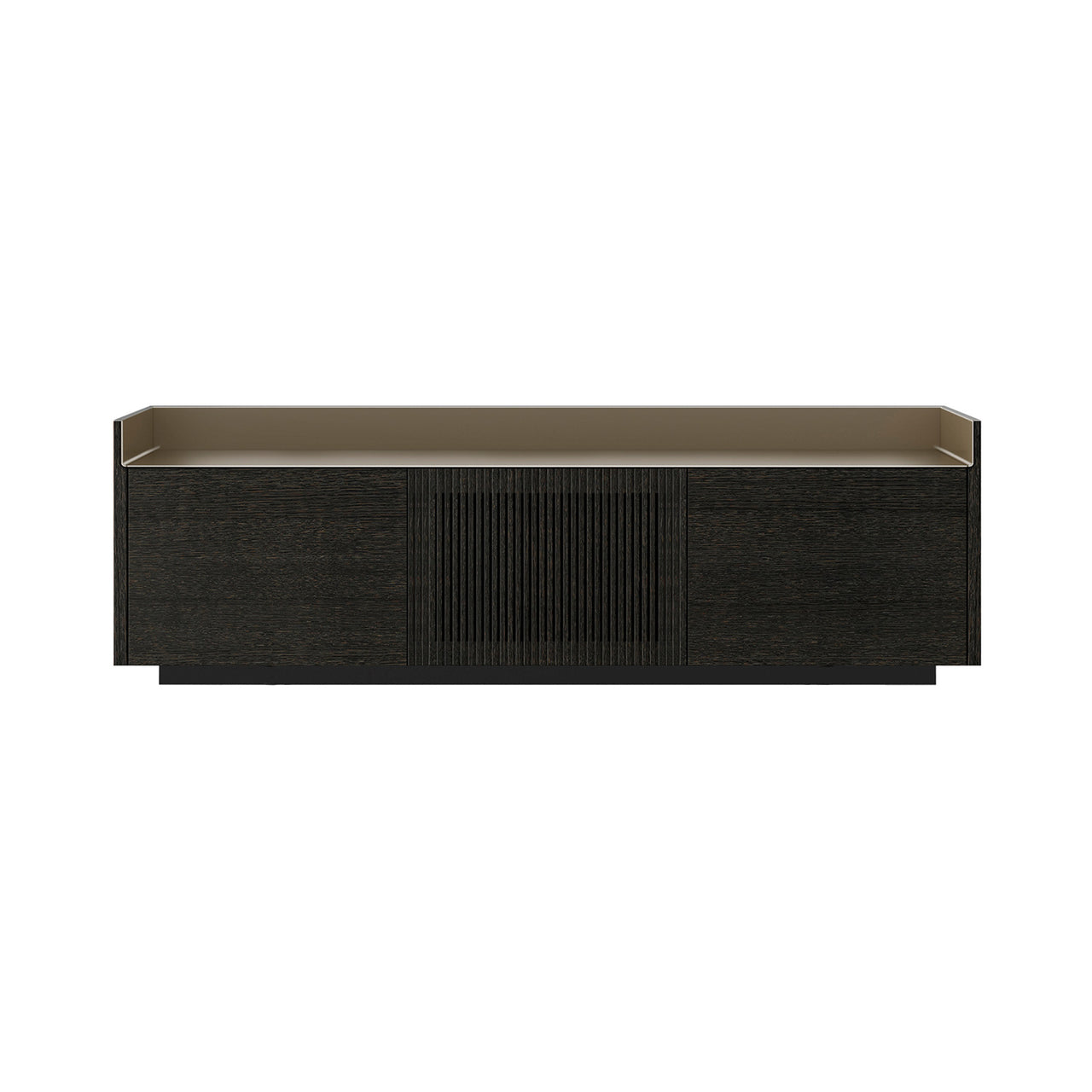Stockholm STH303 Sideboard: Composition 1 + Dark Grey Stained Oak + Anodized Aluminum Bronze + Black