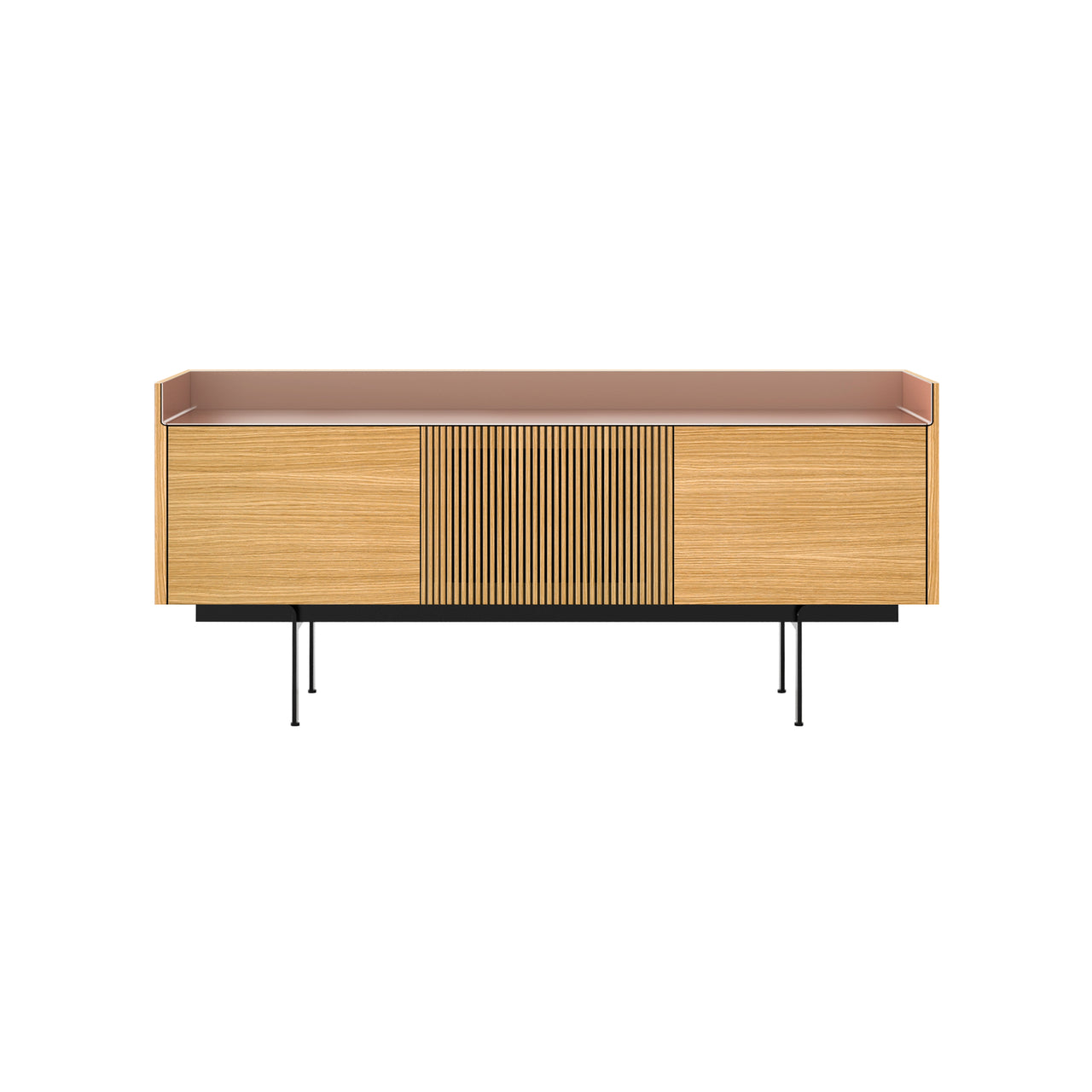 Stockholm Technic Sideboard: STH303 + Super-Matt Oak + Anodized Aluminum Pale Rose + Black