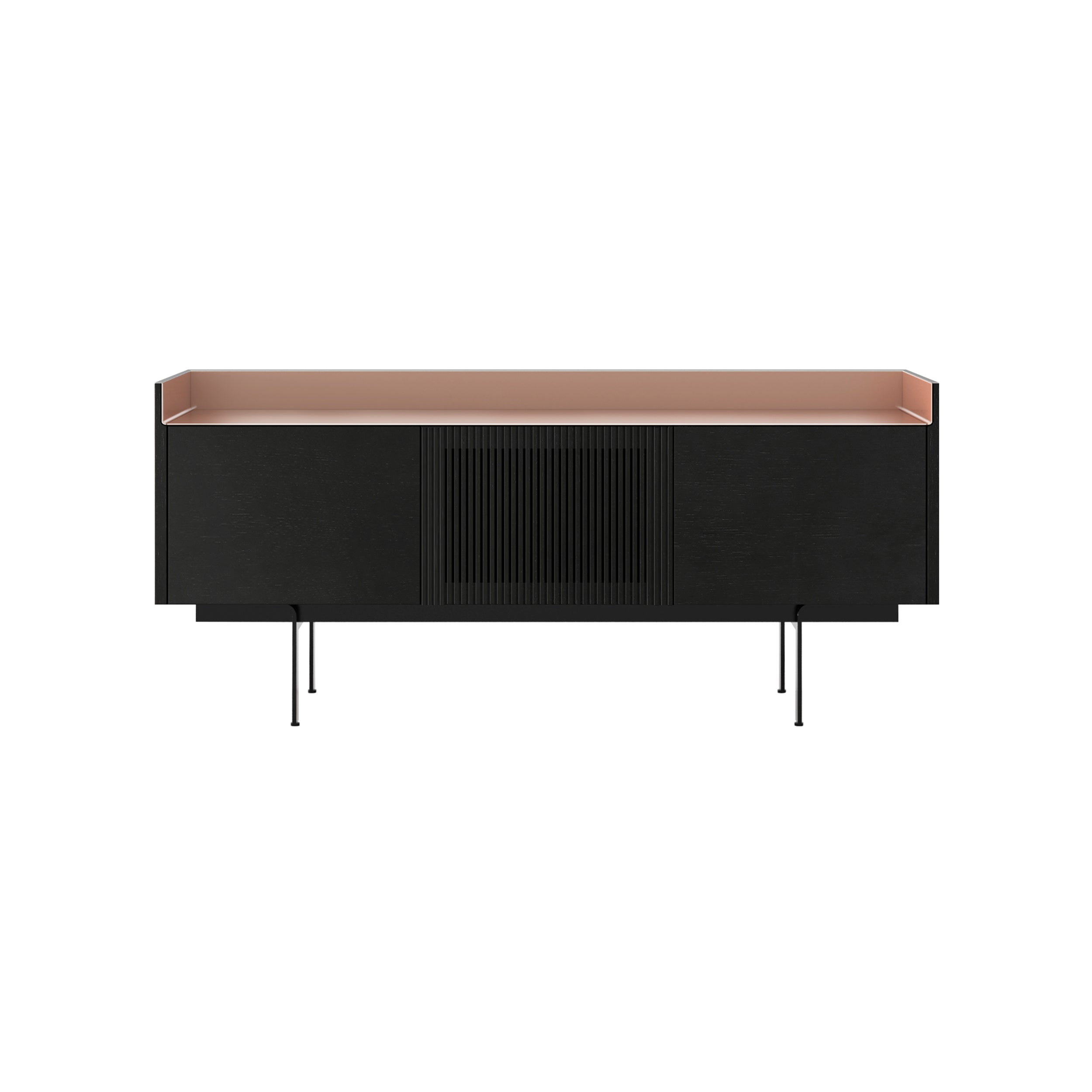 Stockholm STH303 Technic Sideboard: Composition 3 + Ebony Stained Oak + Anodized Aluminum Pale Rose + Black