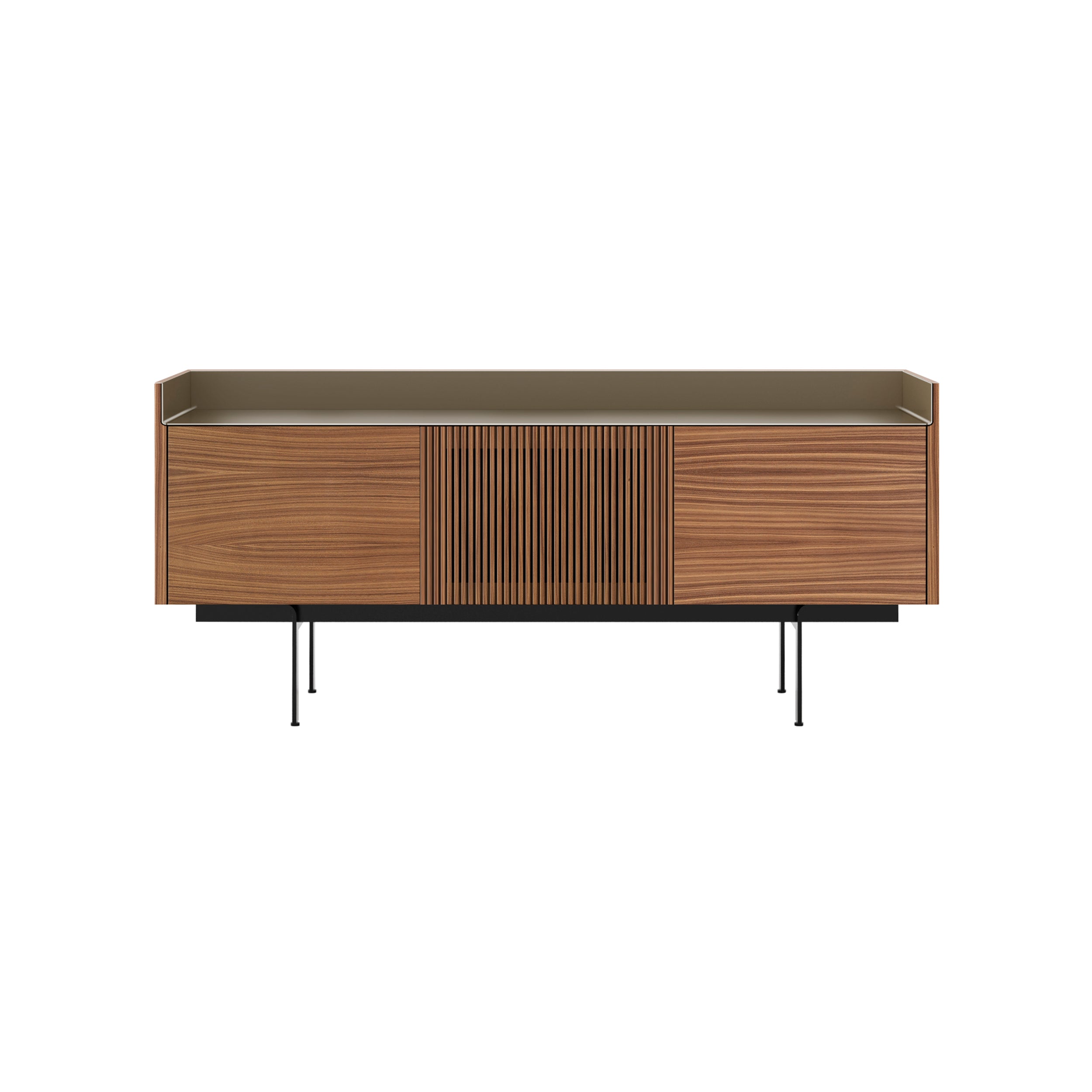 Stockholm Technic Sideboard: STH303 + Walnut Stained Walnut + Anodized Aluminum Bronze + Black