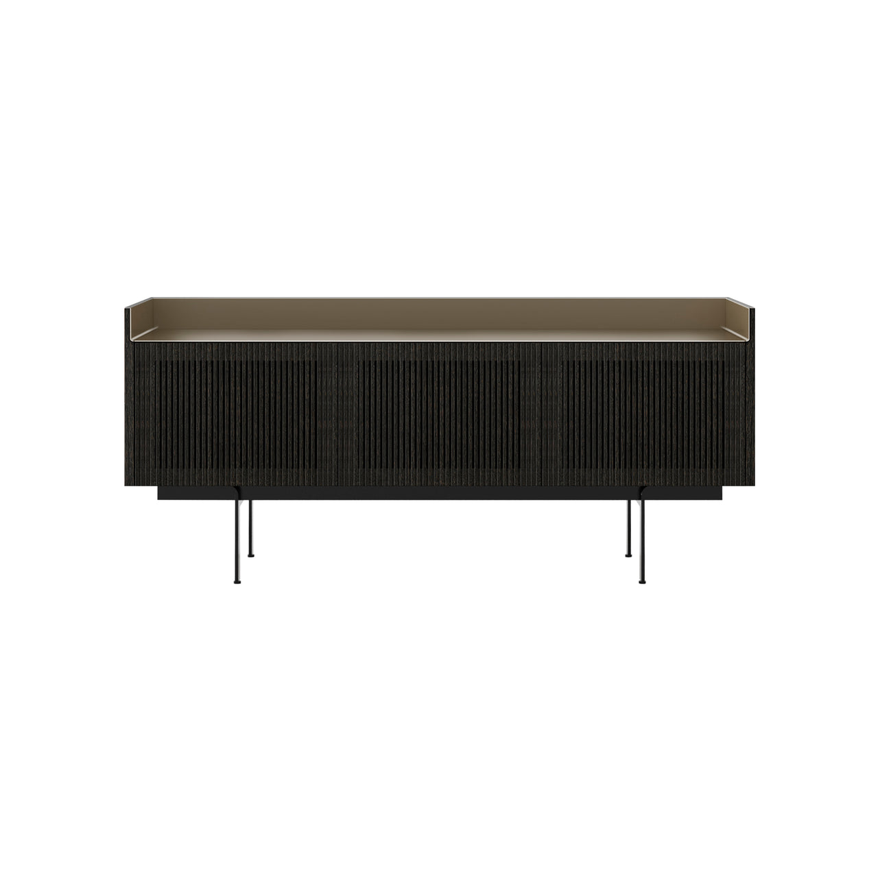 Stockholm STH304 Technic Sideboard: Composition 3 + Dark Grey Stained Oak + Anodized Aluminum Bronze + Black