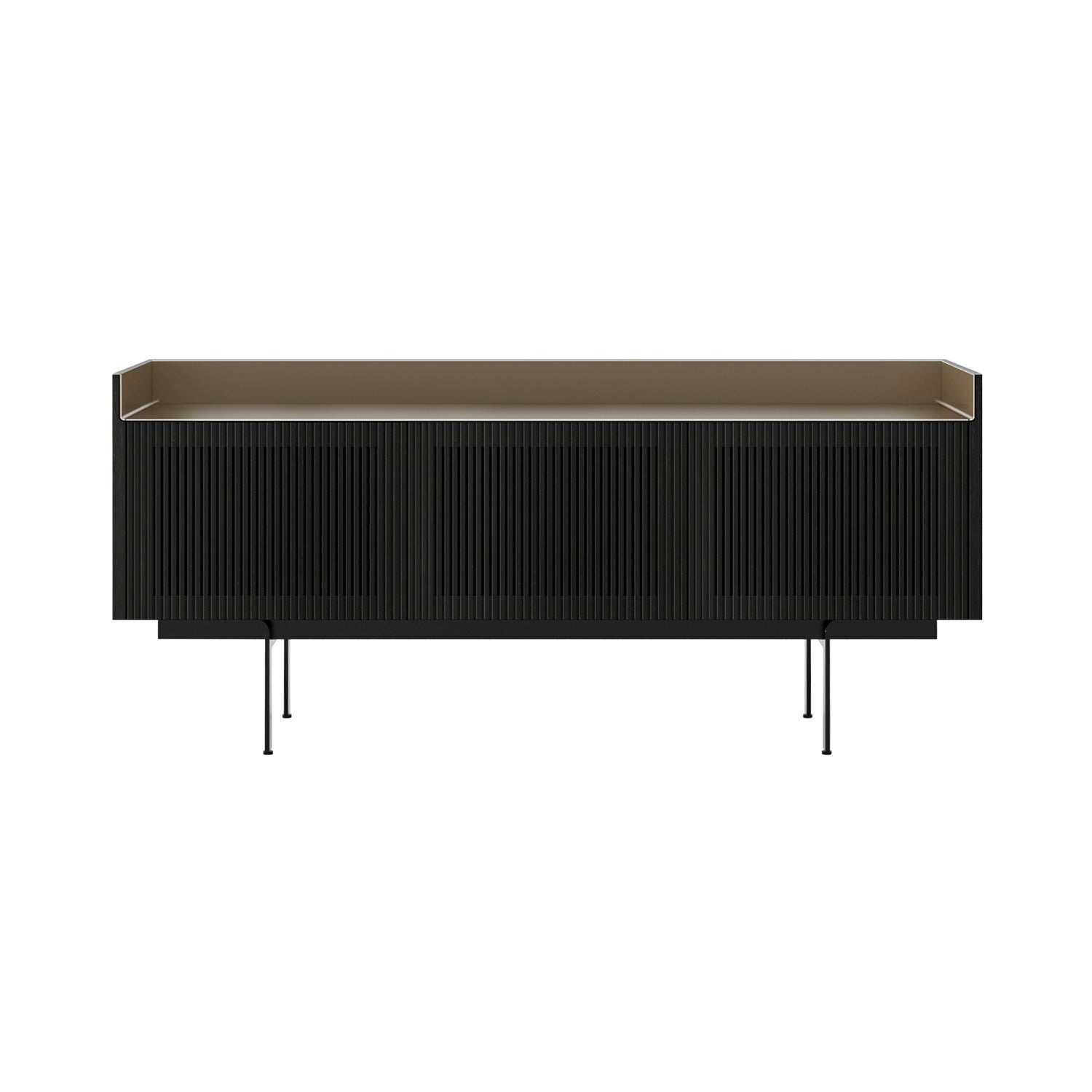 Stockholm STH304 Technic Sideboard: Composition 3 + Ebony Stained Oak + Anodized Aluminum Bronze + Black