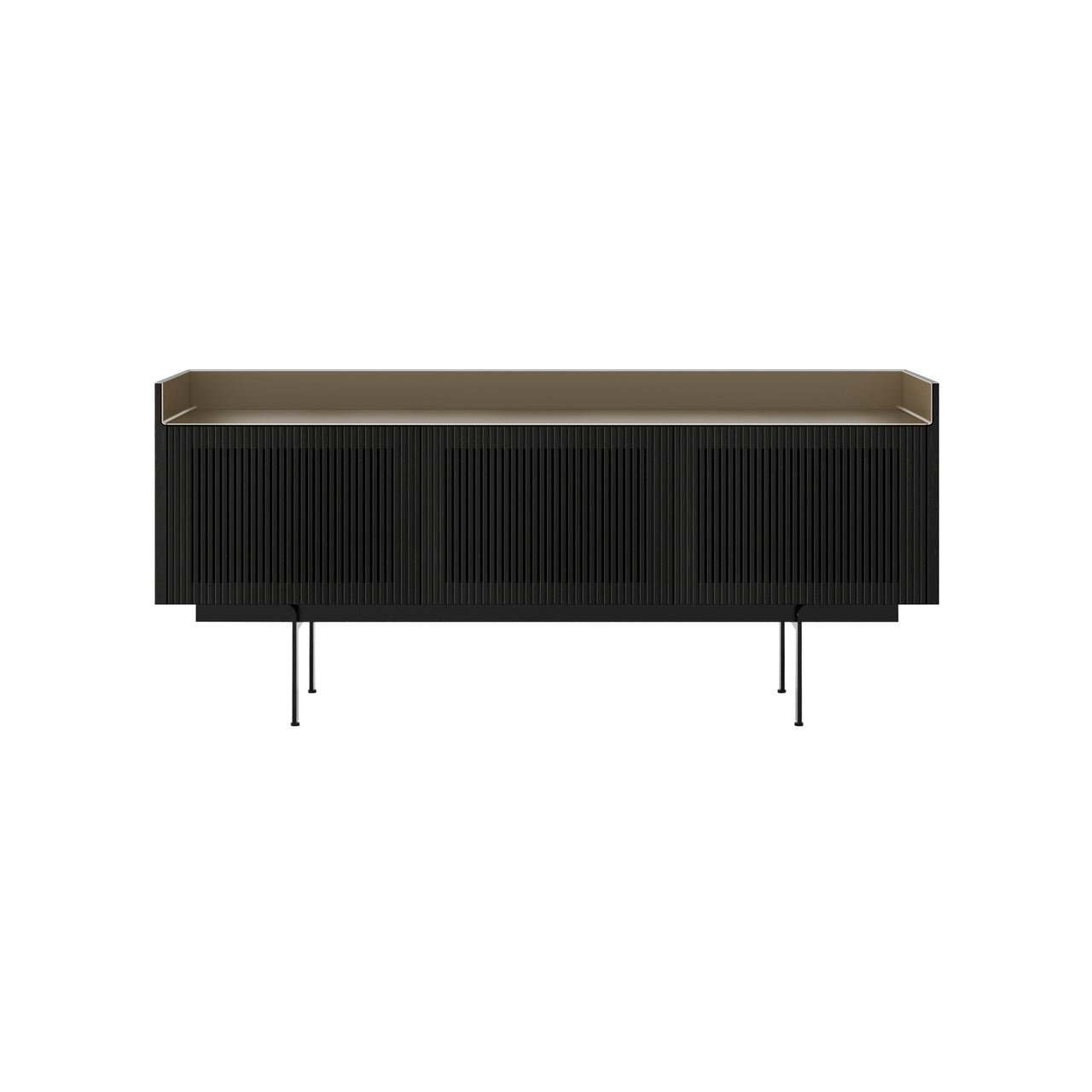 Stockholm STH304 Technic Sideboard: Composition 3 + Ebony Stained Oak + Anodized Aluminum Bronze + Black