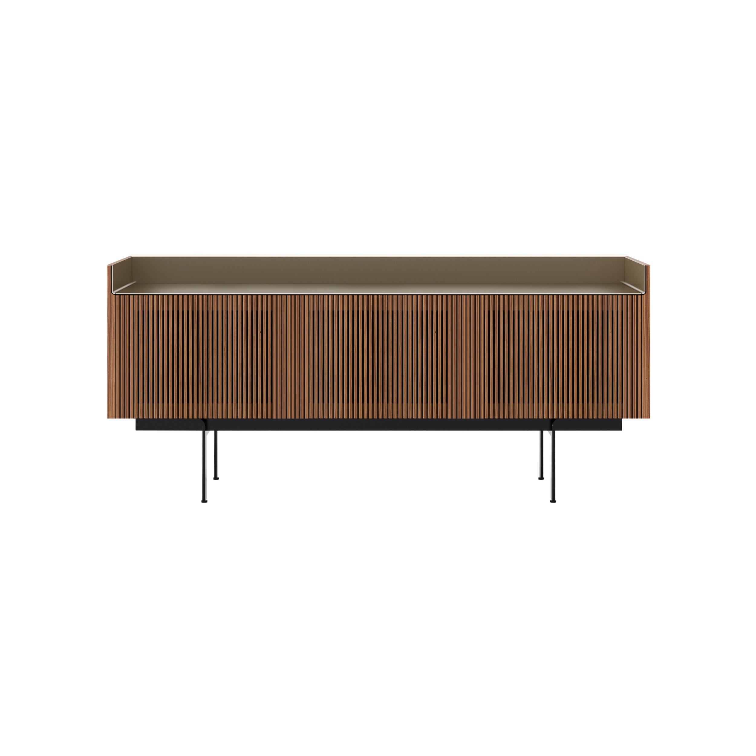 Stockholm STH304 Technic Sideboard: Composition 3 + Walnut Stained Walnut + Anodized Aluminum Bronze + Black