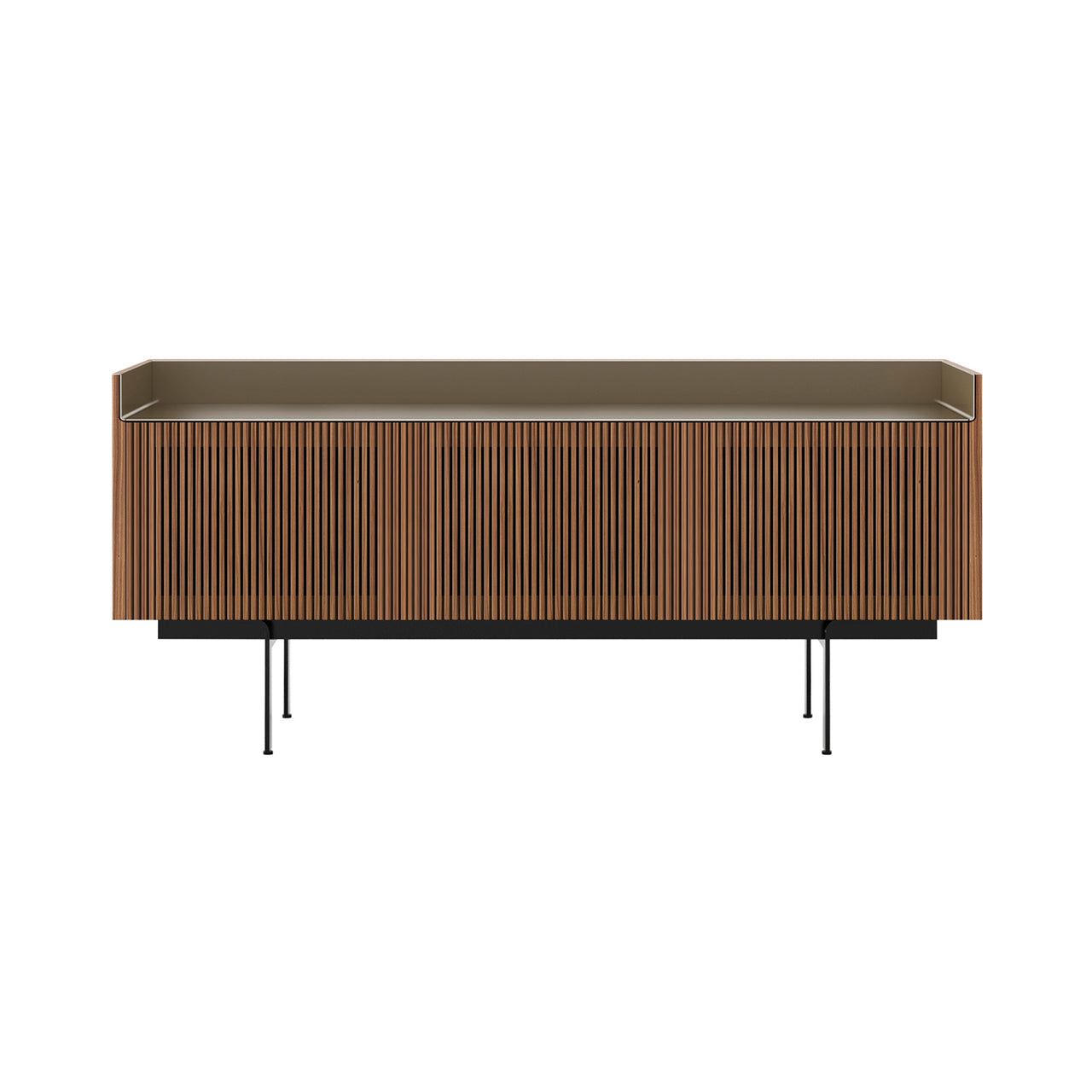 Stockholm STH304 Technic Sideboard: Composition 3 + Super-Matt Walnut + Anodized Aluminum Bronze + Black